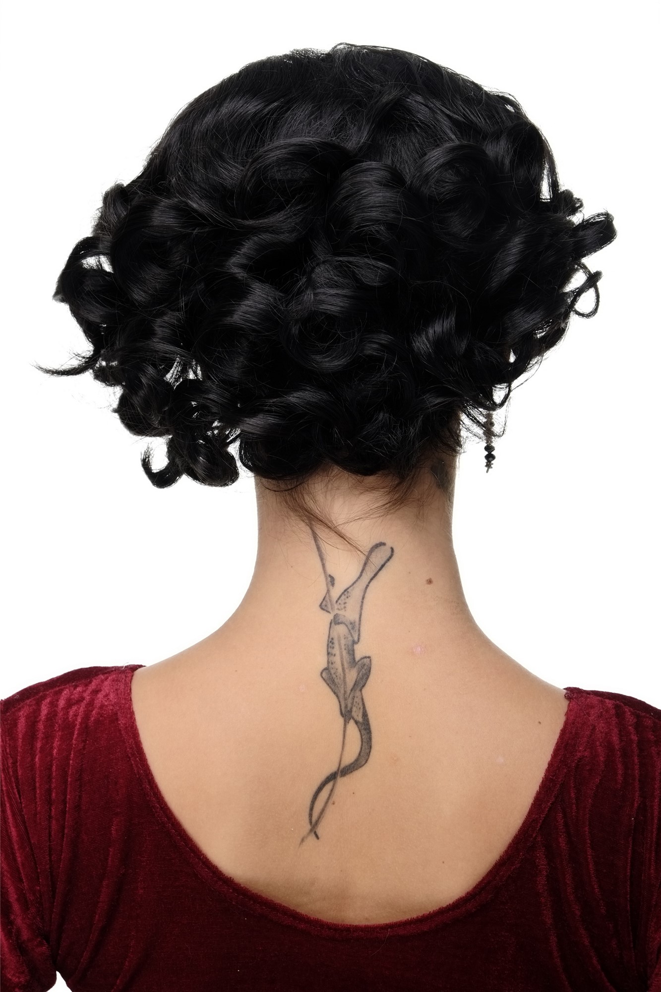 hochwertige Qualitätsperücken, Frauen Perücke 20er Jahre Swing Charleston Schwarz GFW1717-2, Ansicht 4, WIG ME UP: Ihr Perücken Online Shop lockige Tressen-Perücke Schwarzbraun kurze Haare für Damen