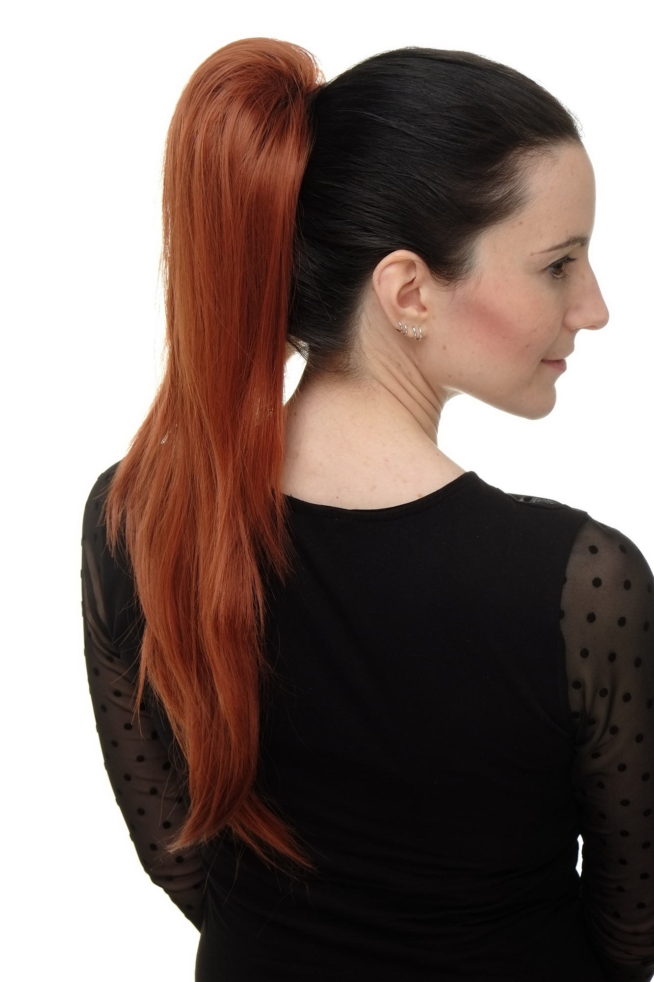 Ponytail clamp combs string straight voluminous very long dark copper red WK06, view 5, WIG ME UP: Your Perücken Online Shop Ponytails, copper, straight, long