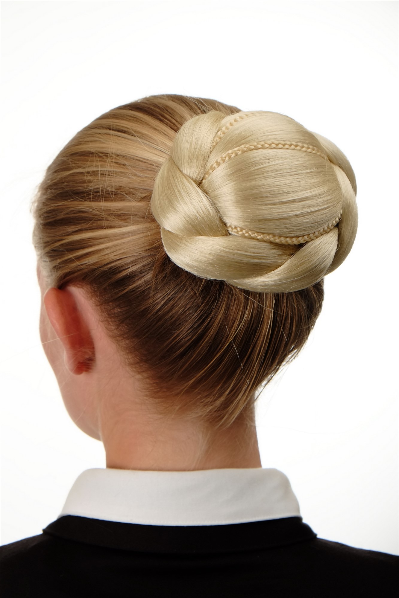 Dutt Haarknoten aufwendig geflochten Platinblond N672-613, Ansicht 2, WIG ME UP: Ihr Perücken Online Shop geflochtener Dutt Haarteil Platinblond