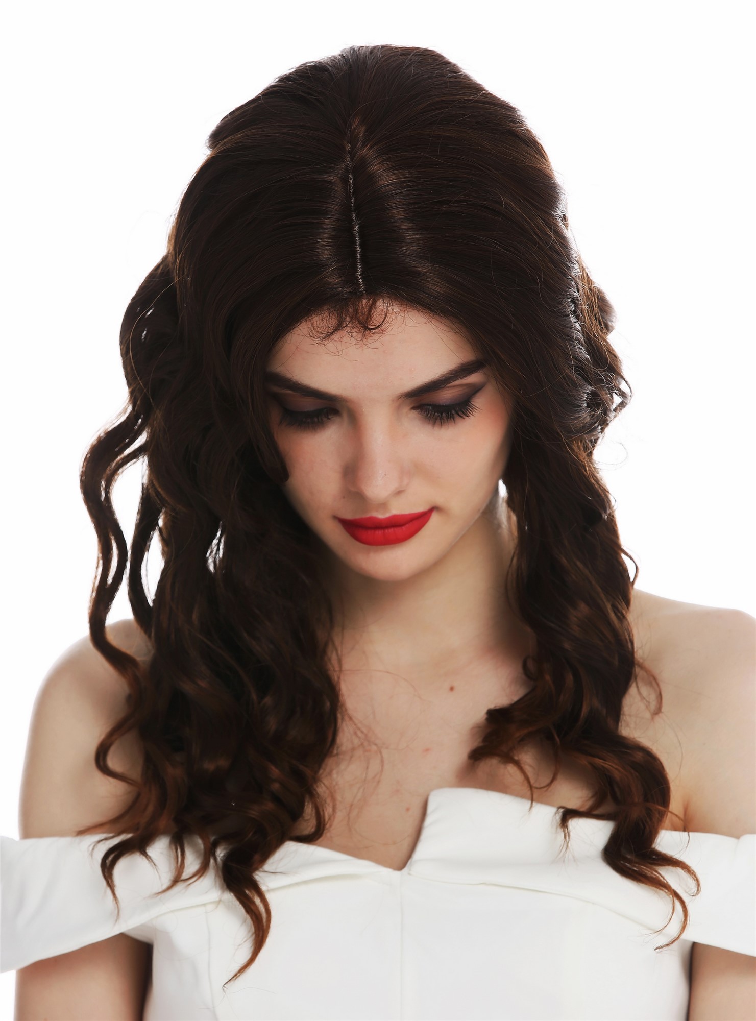 Women's wig ladies' wig long wavy water wave middle parting chestnut brown VK-9, view 4, WIG ME UP: Your Perücken Online Shop Quality Wigs, Ladies, black-brown mix, wavy, long