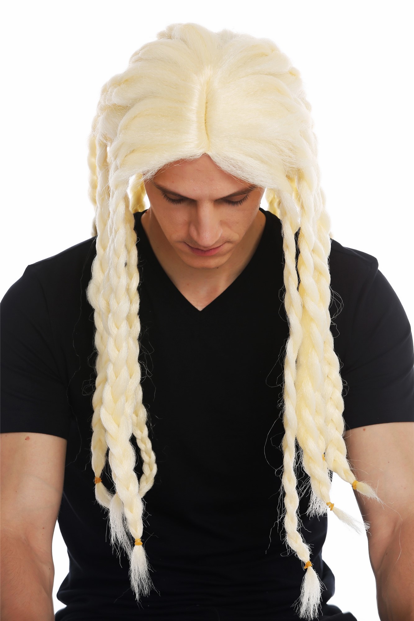 Wig carnival Halloween men women long plaited braid blonde viking 68286, view 5, WIG ME UP: Your Perücken Online Shop Party Wig, Unisex, light blonde, Braided, long