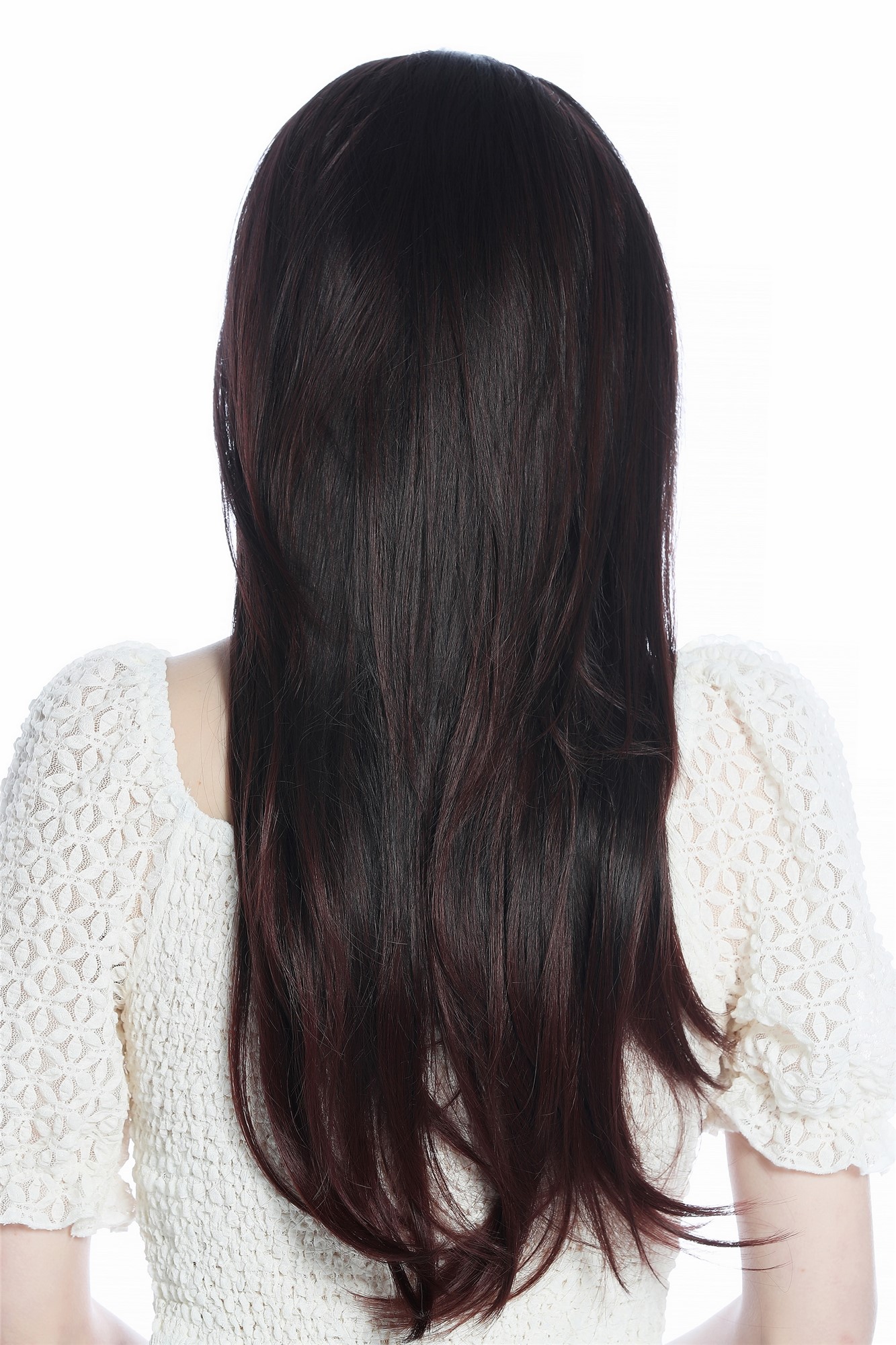 hochwertige Qualitätsperücken, Perücke Halbperücke Stirnband lang glatt Mahagoni Braun Mix H9306-2T33, Ansicht 5, WIG ME UP: Ihr Perücken Online Shop glatte Tressen-Perücke mit Stirnband Schwarzbraun-Rotbraun-Mix lange Haare für Damen