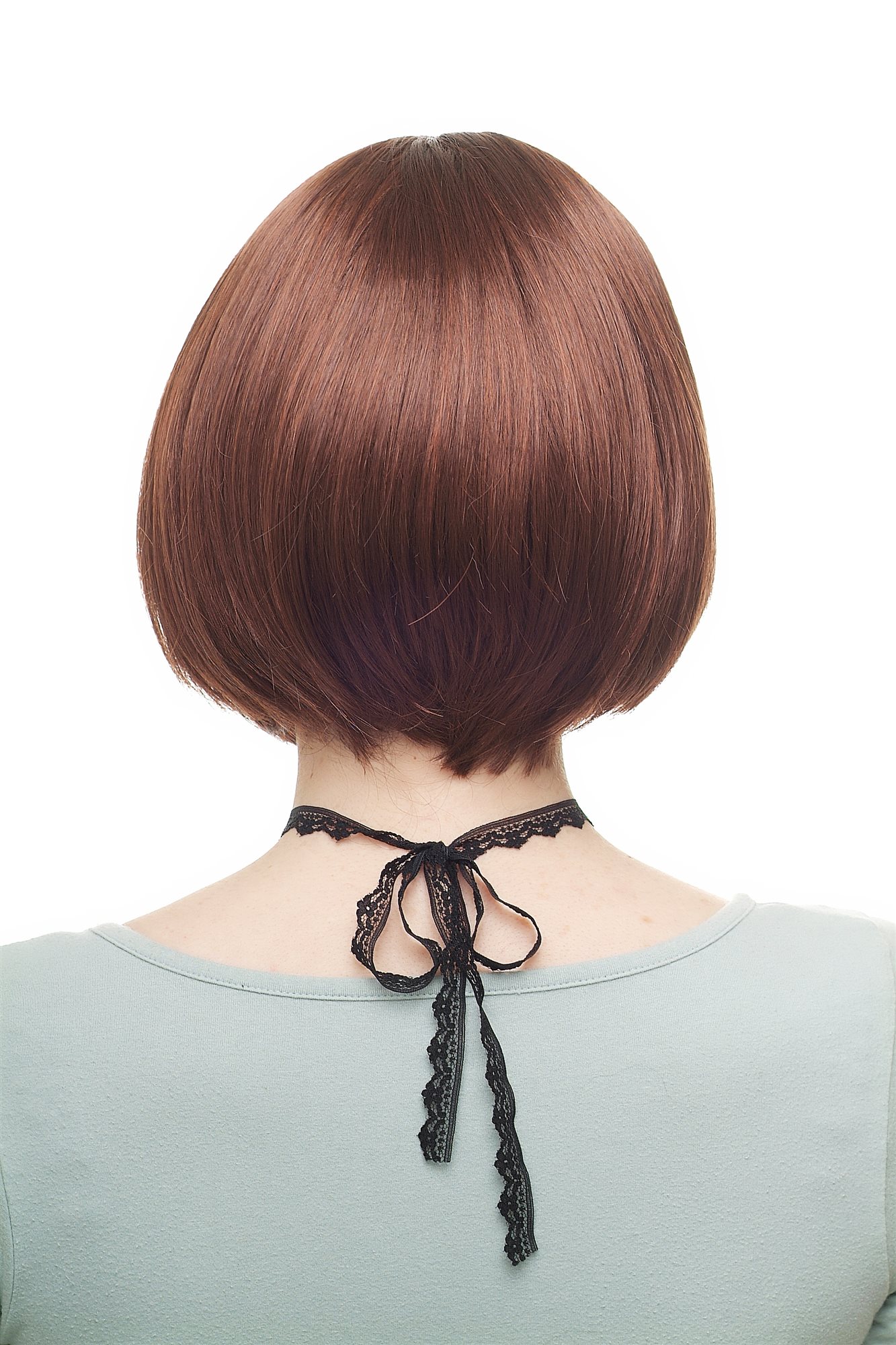 hochwertige Qualitätsperücken, Sexy Damen Bob Perücke glatte kurze Haare mit Pony Rot Kupfer 703-33A/130, Ansicht 4, WIG ME UP: Ihr Perücken Online Shop glatte Tressen-Perücke mit Kopfhaut-Imitat Dunkles Rostbraun-Rostrot-Mix kurze Haare für Damen