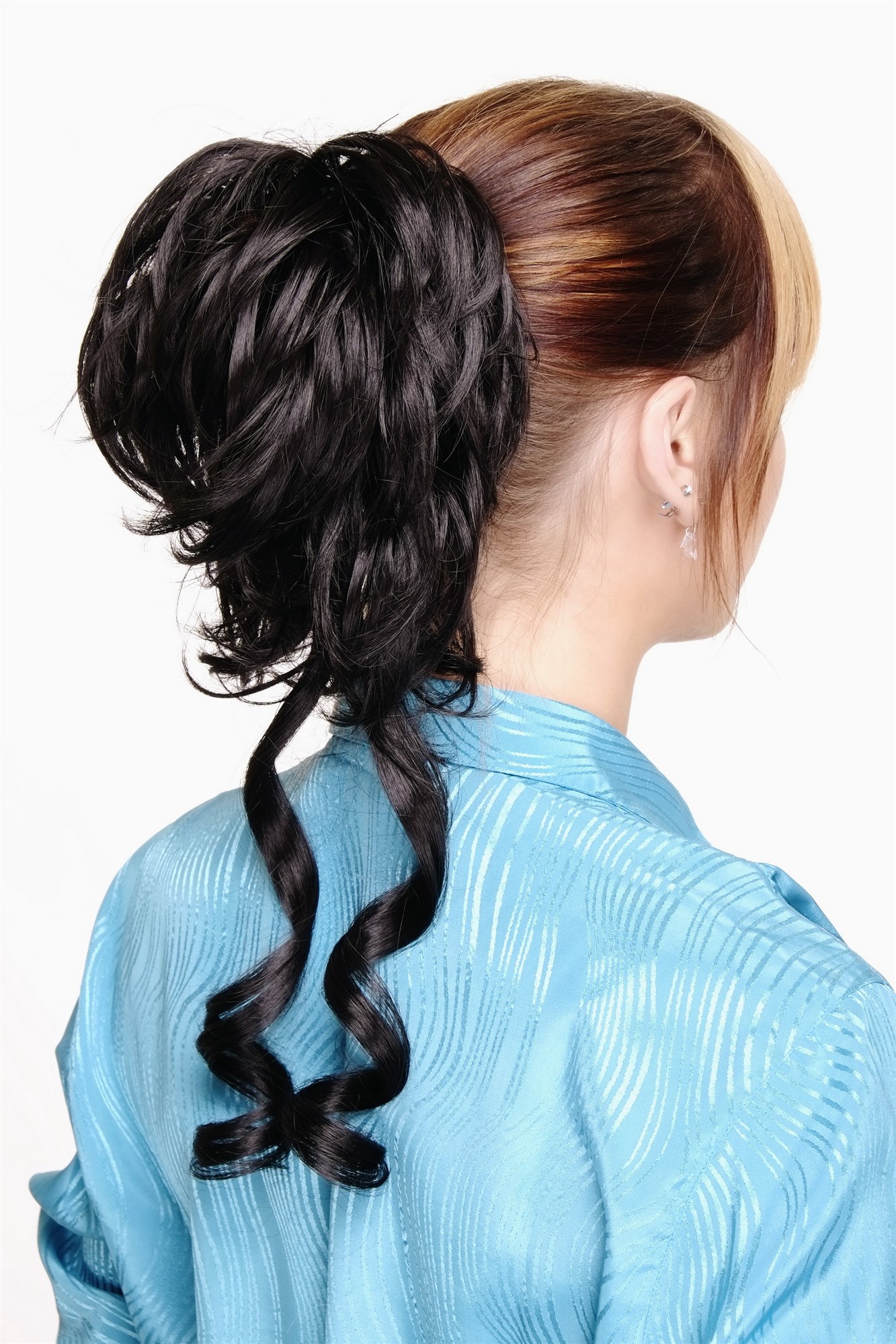 Hair Piece baroque voluminous wild curled scrunchy comb dark brown YZF-3072HT, view 2, WIG ME UP: Your Perücken Online Shop Ponytails, dark brown, curled, shoulder-length