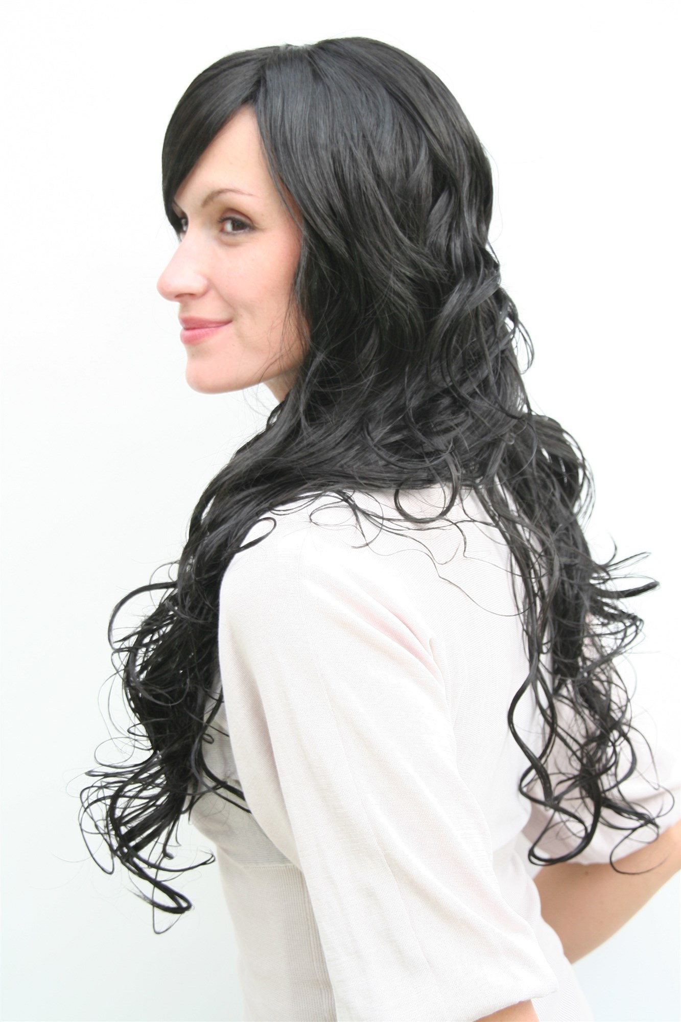 hochwertige Qualitätsperücken, Damen Perücke schwarz sehr lang voluminös 9669EL-1B, Ansicht 4, WIG ME UP: Ihr Perücken Online Shop wellige Tressen-Perücke mit Kopfhaut-Imitat Samtschwarz lange Haare für Damen