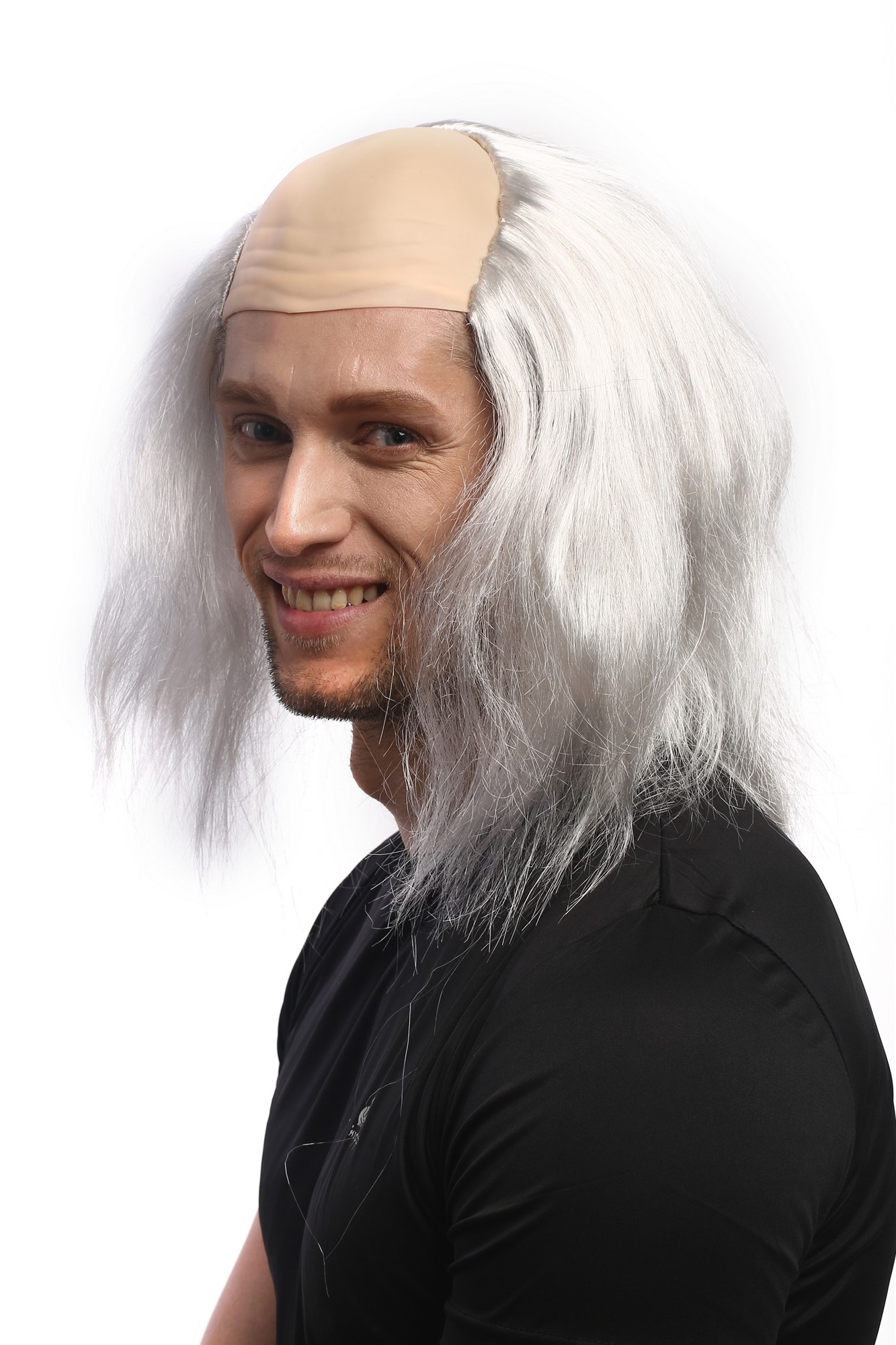 günstige Party Perücke, Perücke Grau Stirnglatze Igor Professor DH1132-P309, Ansicht 3, WIG ME UP: Ihr Perücken Online Shop glatte Party Perücke Grau schulterlange Haare für Herren