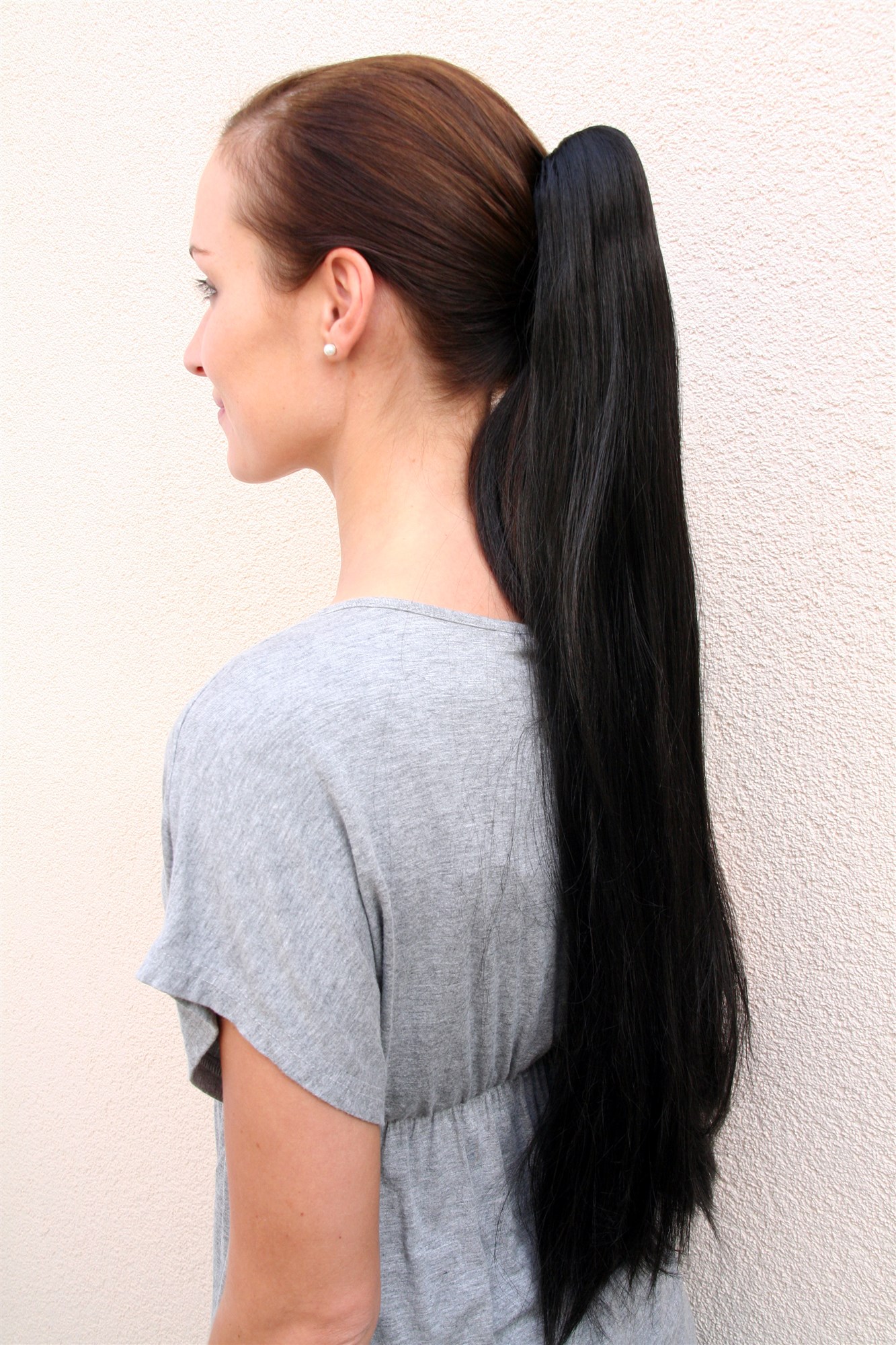 Ponytails, black-brown, straight, long