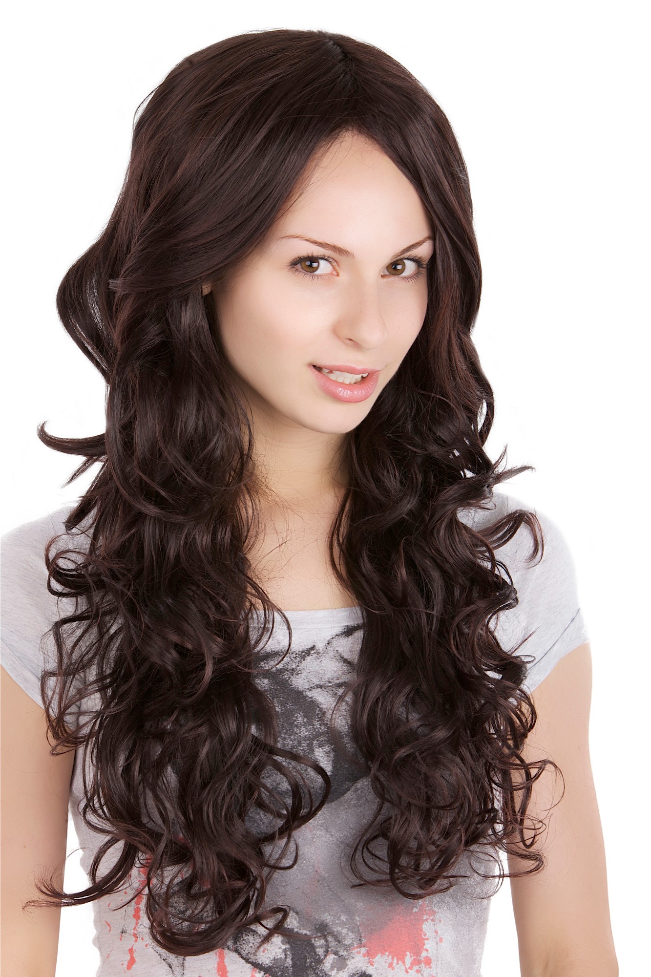 Long Lady Fashion  Wig mixed BROWN brunette G49031-2T33 Middle Parting Peluca, front view, WIG ME UP: Your Perücken Online Shop Quality Wigs, Ladies, Brown, wavy, long