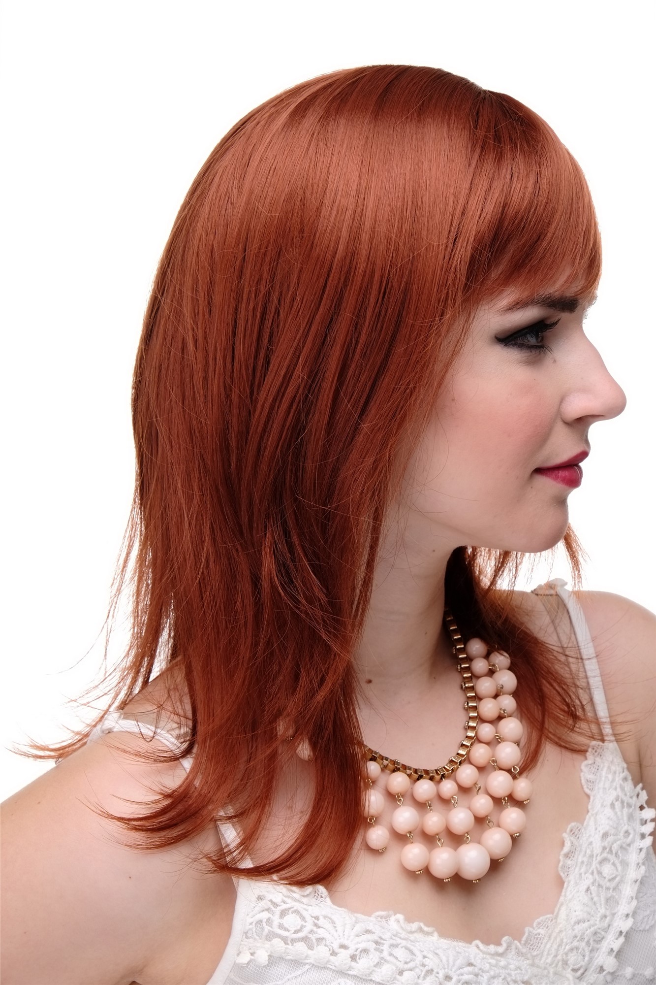 Lady wig medium length fringe parted to side straight layered copper red 3003, view 3, WIG ME UP: Your Perücken Online Shop Quality Wigs, Ladies, copper, straight, long