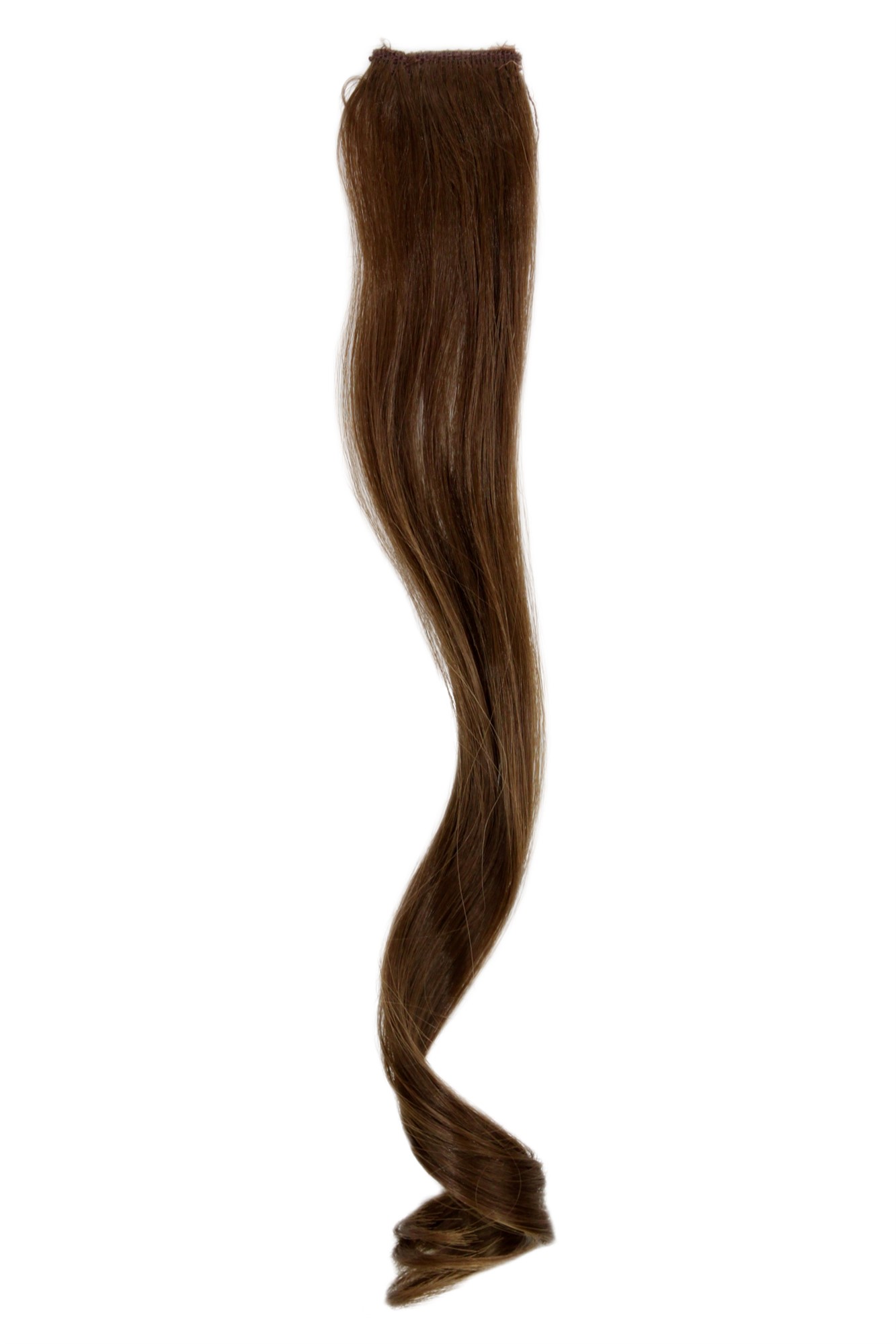 1 Clip-In Extension Strähne wellig Braun Mittelbraun YZF-P1C18-10, Vorderansicht, WIG ME UP: Ihr Perücken Online Shop wellige Extensions Hellbraun 45 cm lang