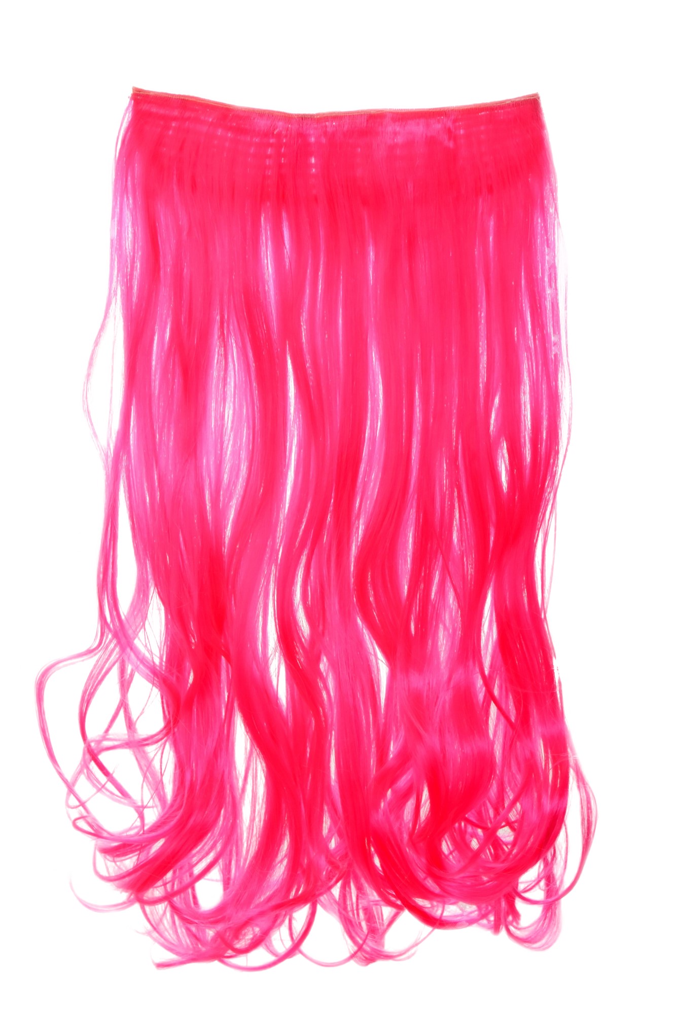 lockige Halbperücke Neonpink 50 cm lang