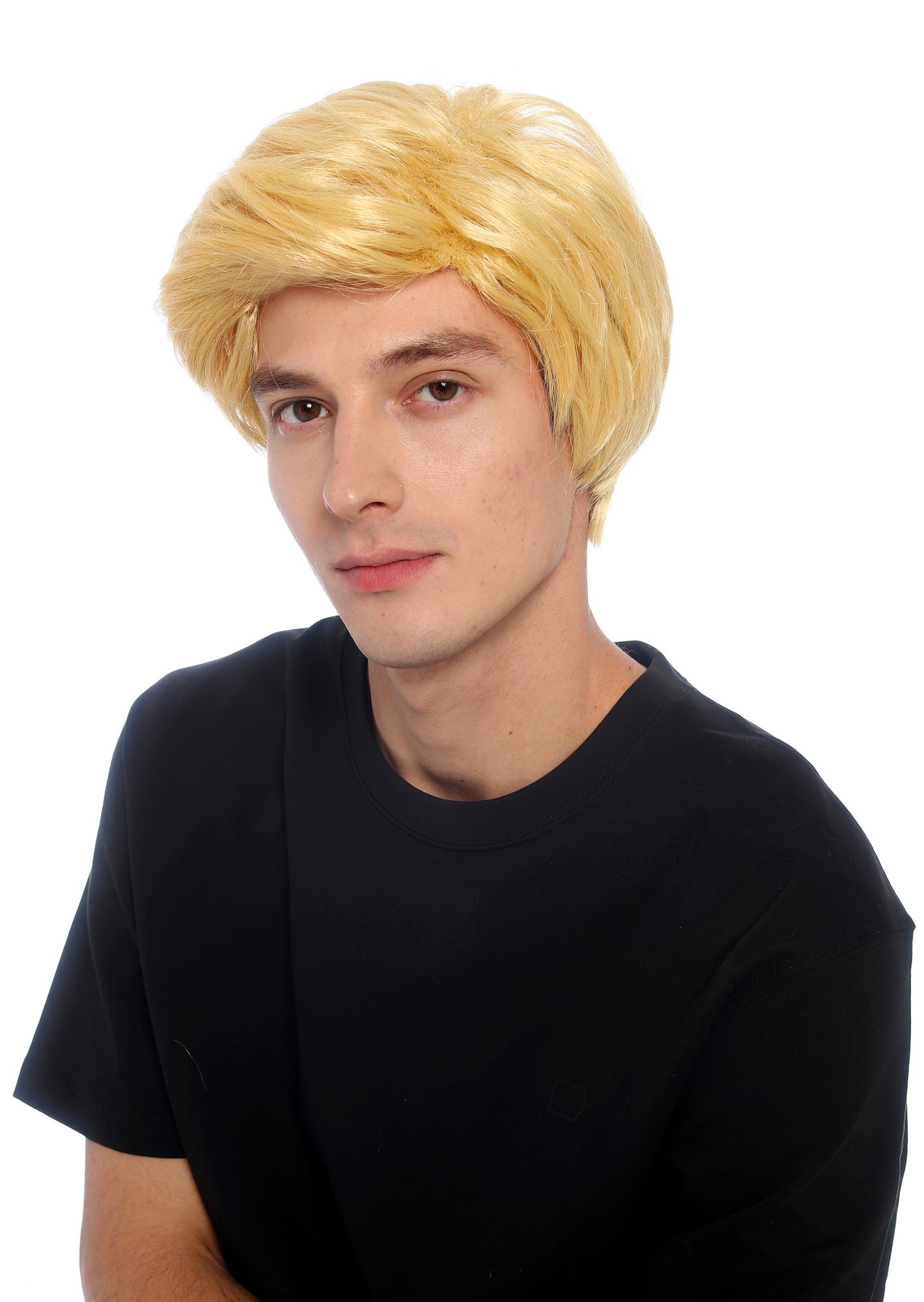 glatte Party-Perücke Goldblond 25 cm lange Perücke für Herren