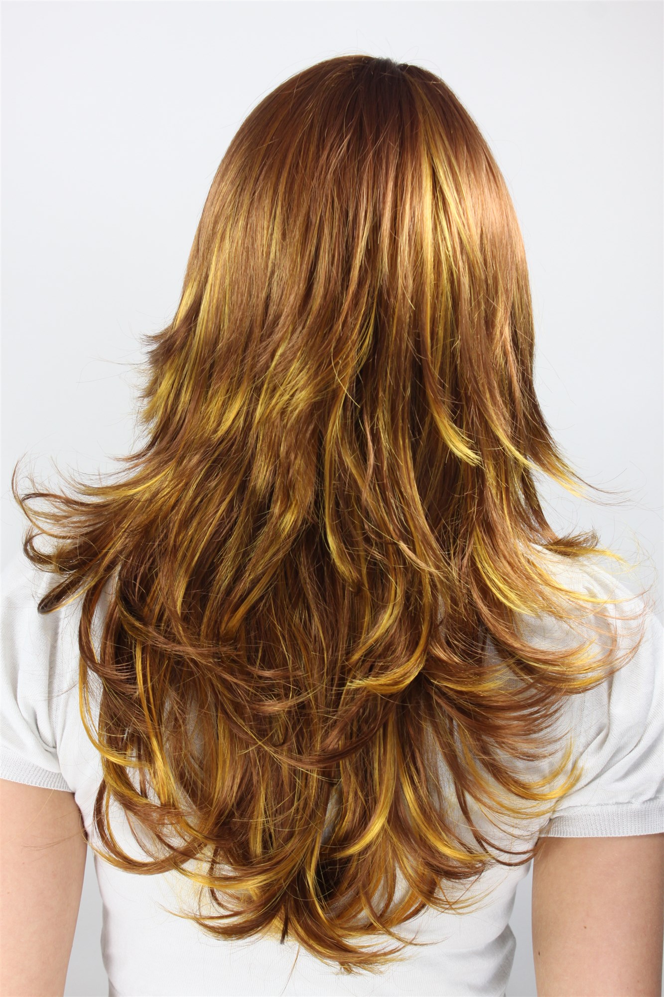 Lady women wig long layered extravagant mixed copper brown blond 3220 , view 4, WIG ME UP: Your Perücken Online Shop Quality Wigs, Ladies, reddish brown and dark golden blonde, wavy, long