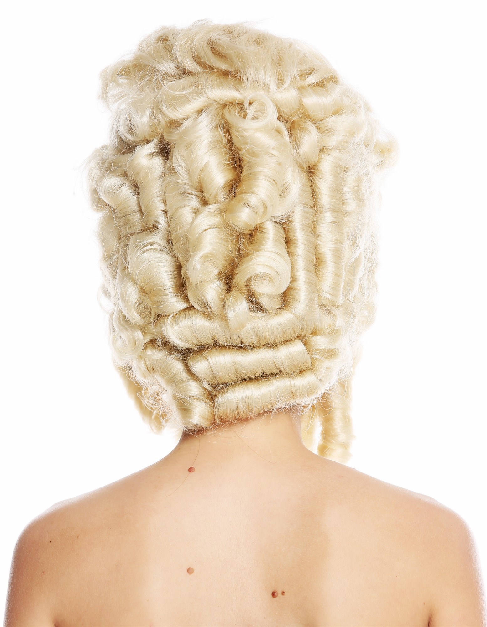 hochwertige Qualitätsperücken, Perücke Barock Pompadour Gräfin Platinblond VK-38-613, Ansicht 4, WIG ME UP: Ihr Perücken Online Shop lockige Tressen-Perücke Platinblond schulterlange Haare für Damen