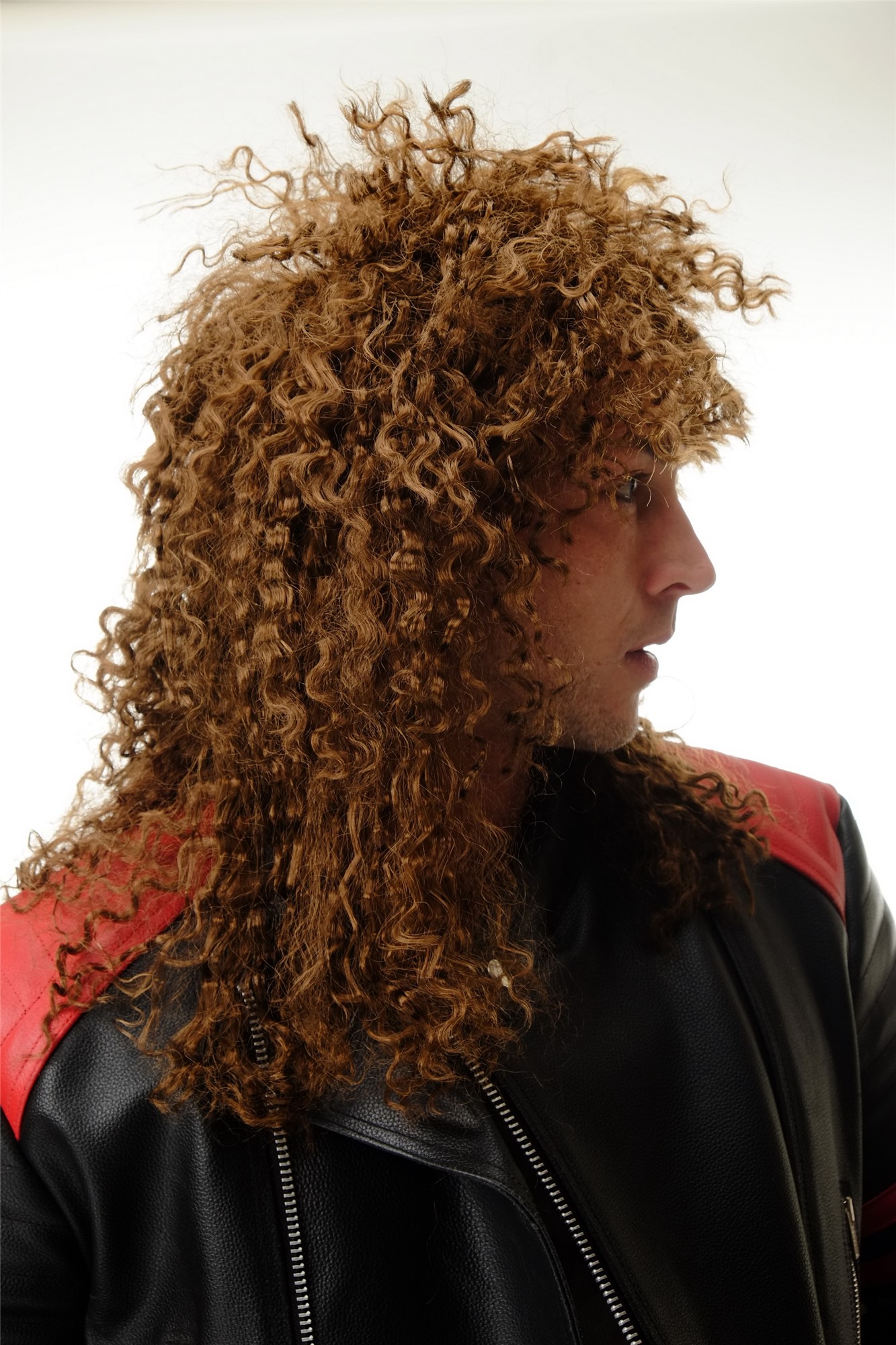 BW563-P6 Wig Ladies Men Halloween Carnival curly wild long massive volume brown Hardrock Metal, view 4, WIG ME UP: Your Perücken Online Shop Party Wig, Unisex, golden brown, curled, long