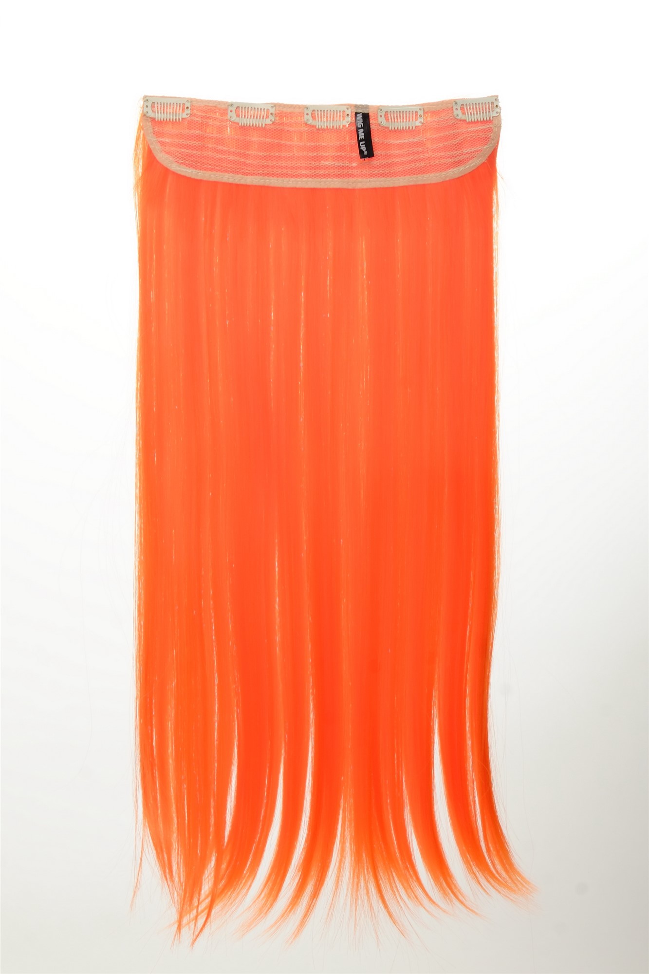 glatte Halbperücke Neonorange 60 cm lang