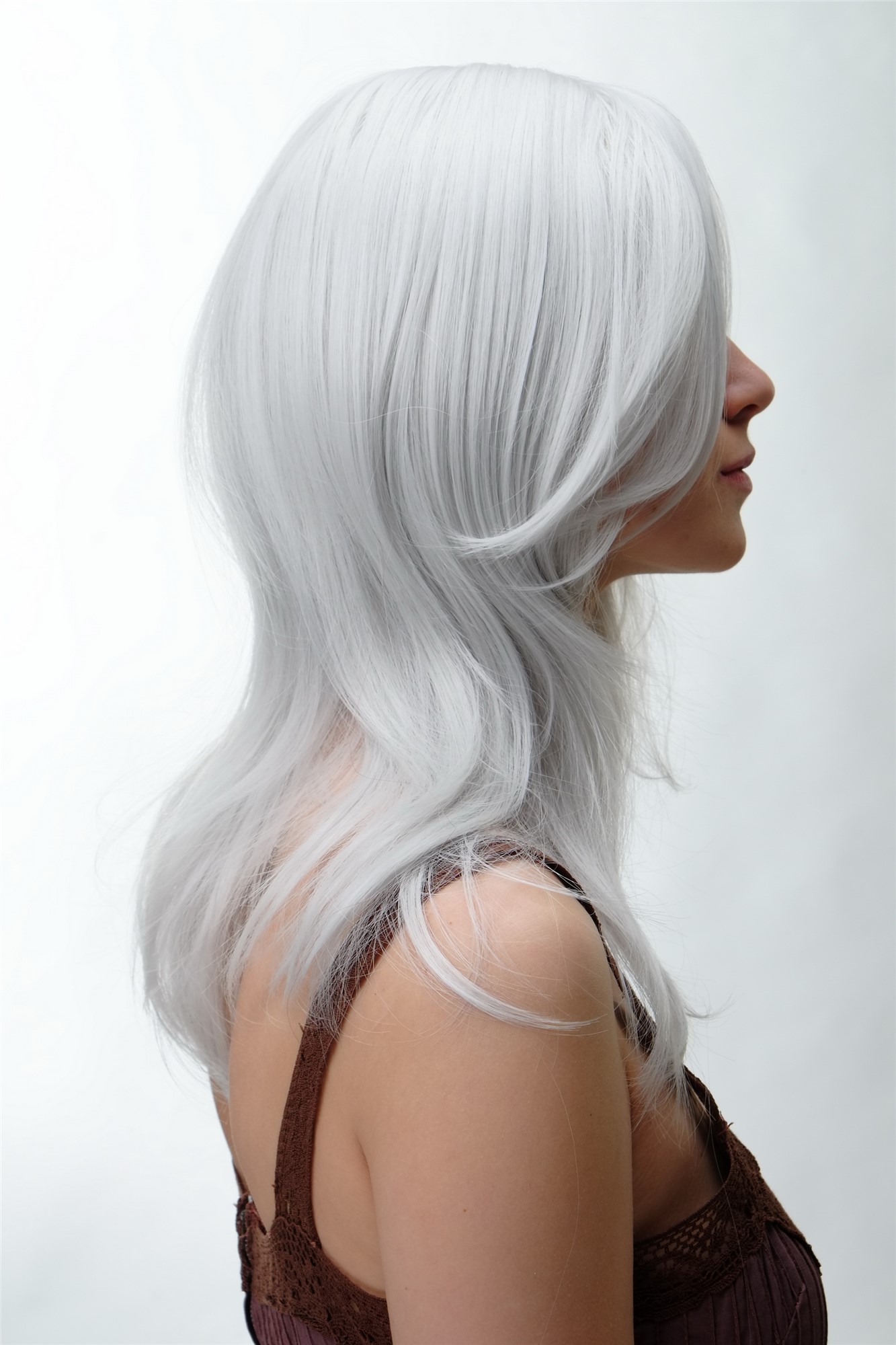 Lady Women Wig Cosplay Bright Grey Gray White medium length straight 3240, view 2, WIG ME UP: Your Perücken Online Shop Quality Wigs, Ladies, white-gray, straight, long