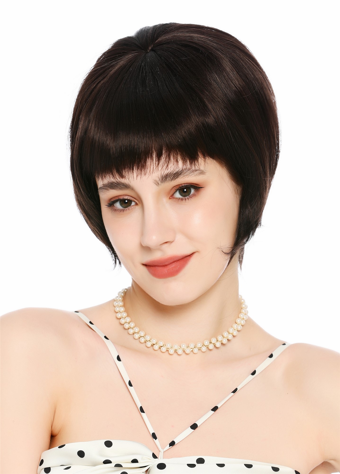 Perücke Damen Retro Vintage 50er 60er Beehive Turmfrisur hochtoupiert kurz Pony Braun VK-71-6