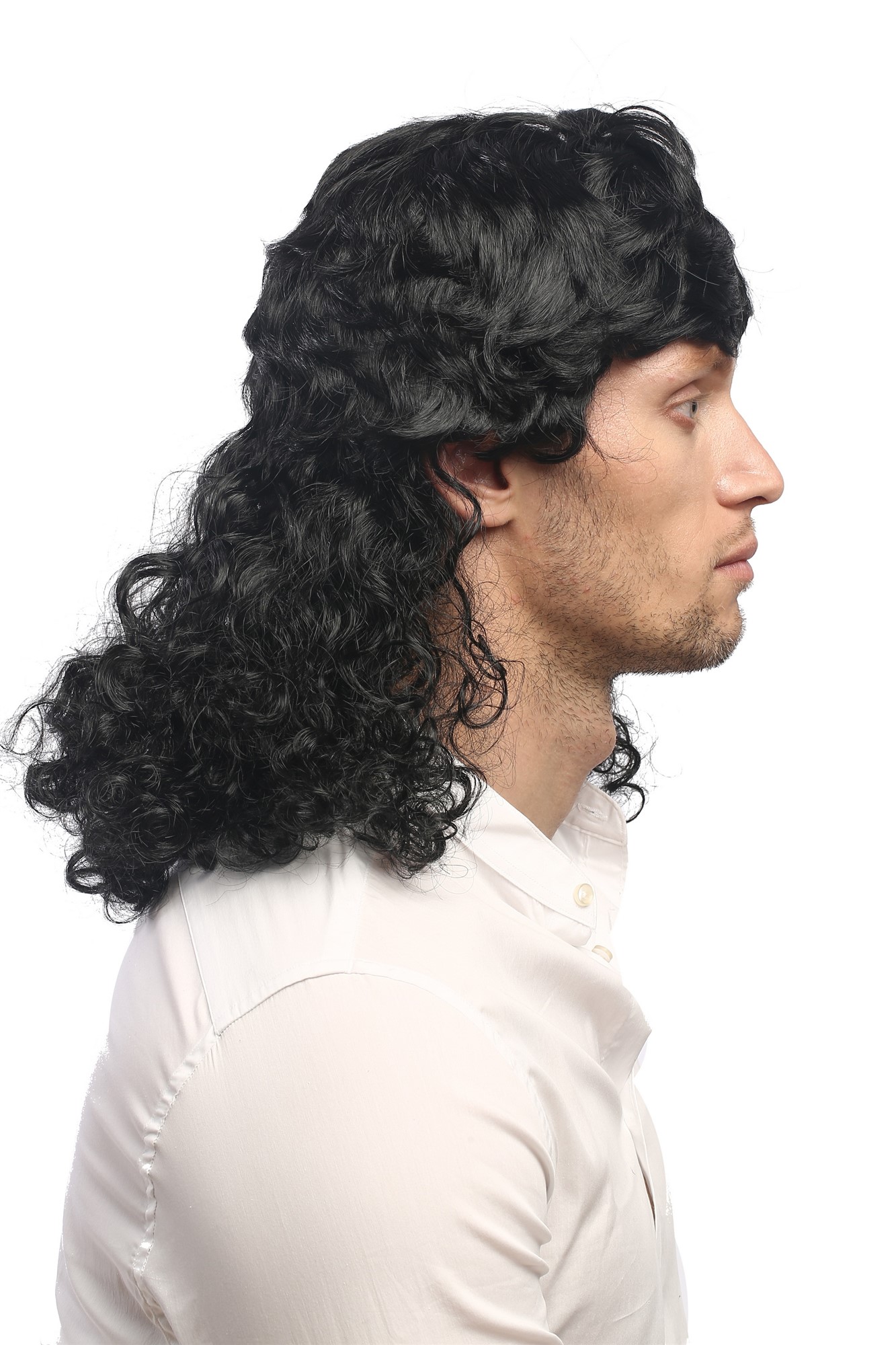 Lady Man Party Wig Halloween very long black Mullet long dense curly hair 60893, view 3, WIG ME UP: Your Perücken Online Shop Party Wig, Unisex, Black, curled, long
