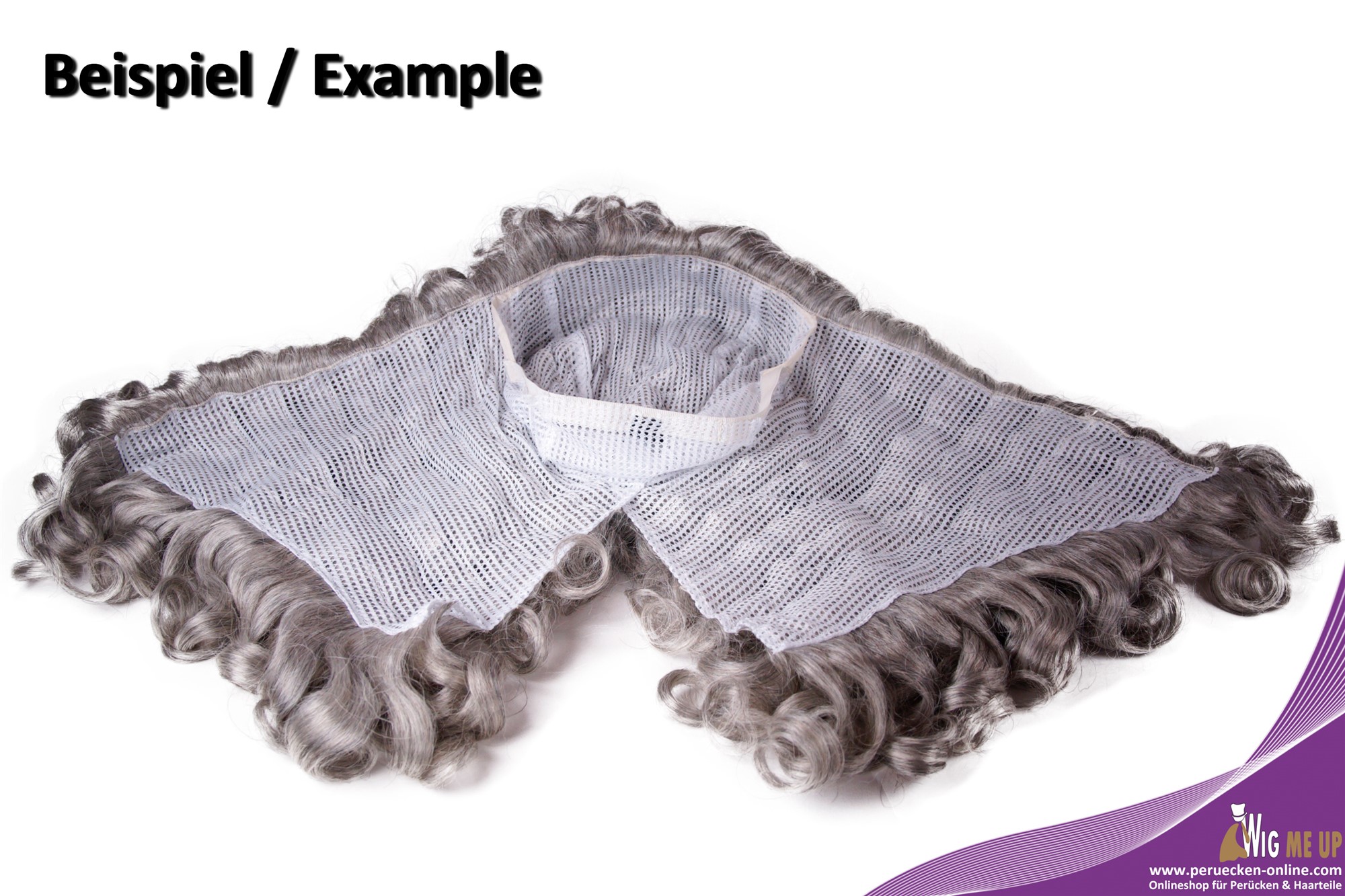 hochwertige Qualitätsperücken, Perücke Lang Locken Barock Renaissance Edelmann Grau B17-2P-B-44, Ansicht 5, WIG ME UP: Ihr Perücken Online Shop lockige Tressen-Perücke mit Gummizug Dunkelbraun-Grau-Mix lange Haare für Herren