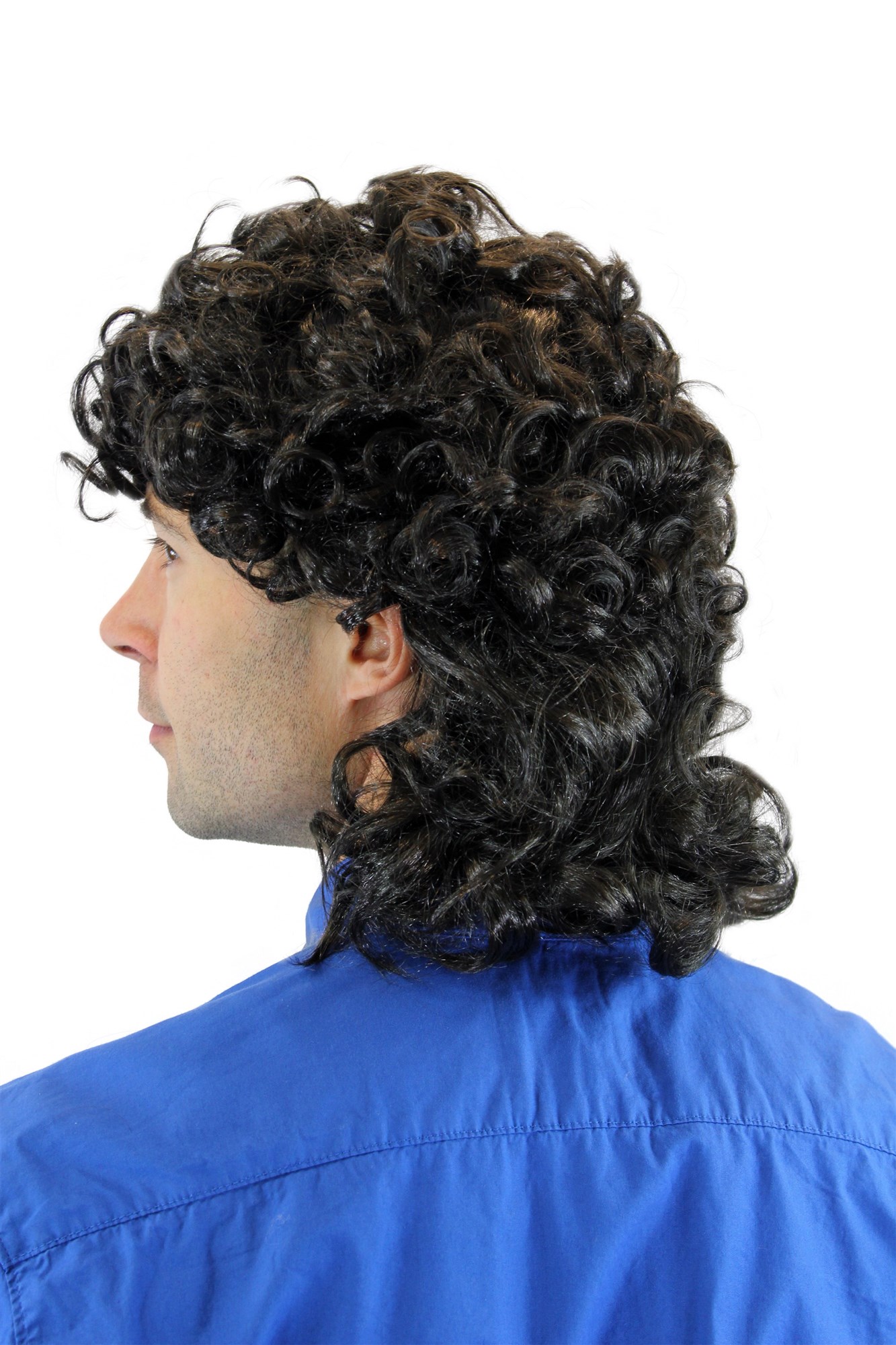 Party Wig, Men, Black, curled, shoulder-length