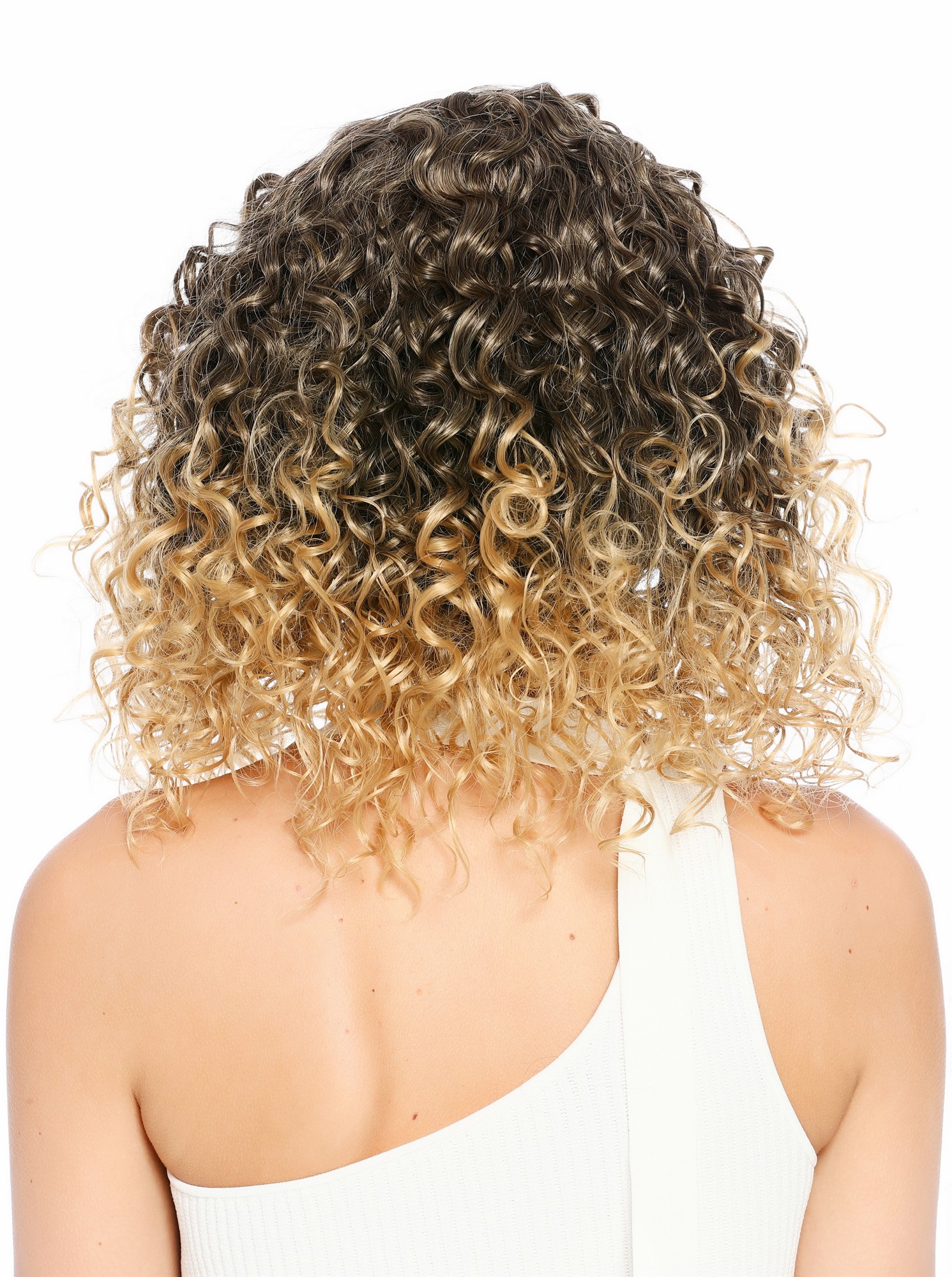 Damenperücke lang voluminös gelockt lockig Ombre Braun Mix kupferblonde Spitzen SZL0687-DHT4T18/27A