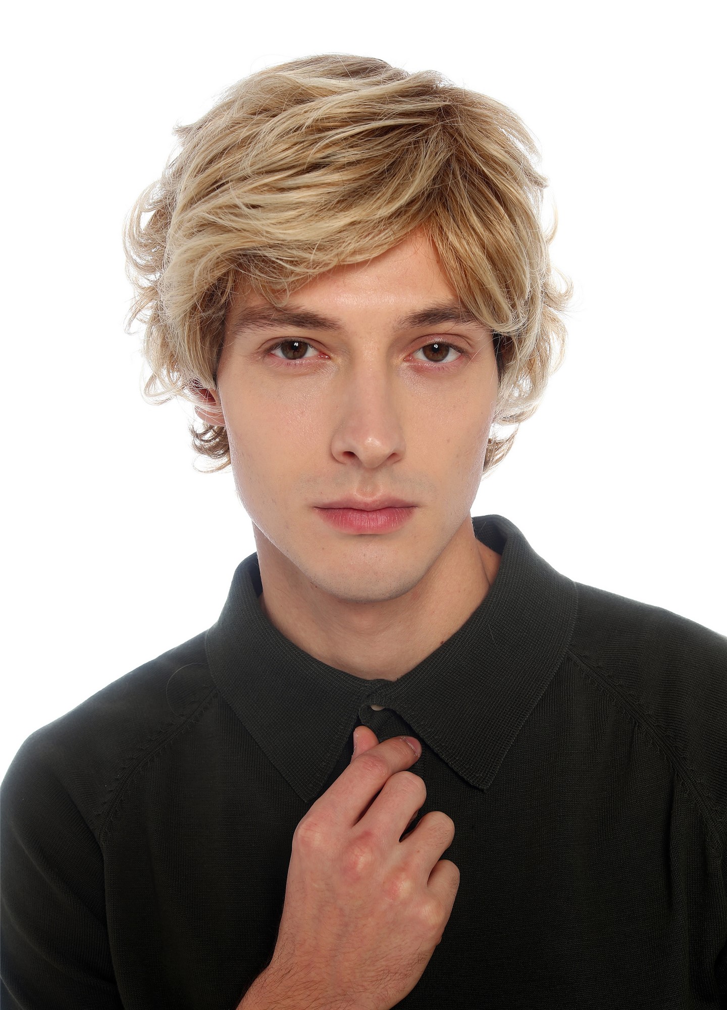 Herrenperücke jugendlich wild gewellt wellig lebhafter Blond Mix SZL1316-DHT27T458