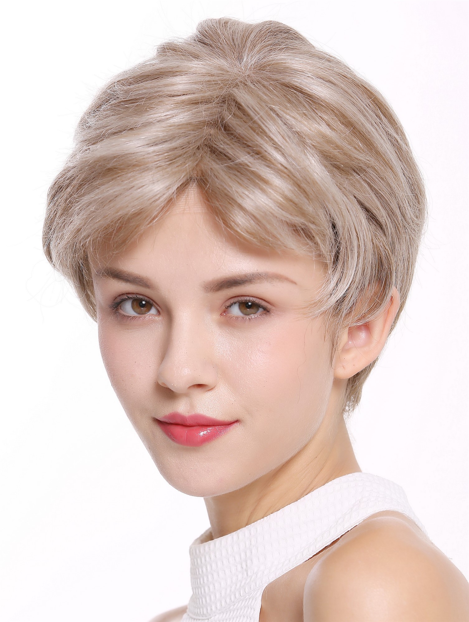 Lady wig bob short sleek parting lady monofilament blonde highlights SARA-MF, view 3, WIG ME UP: Your Perücken Online Shop Quality Wigs, Ladies, silver blonde-light brown mix, straight, short