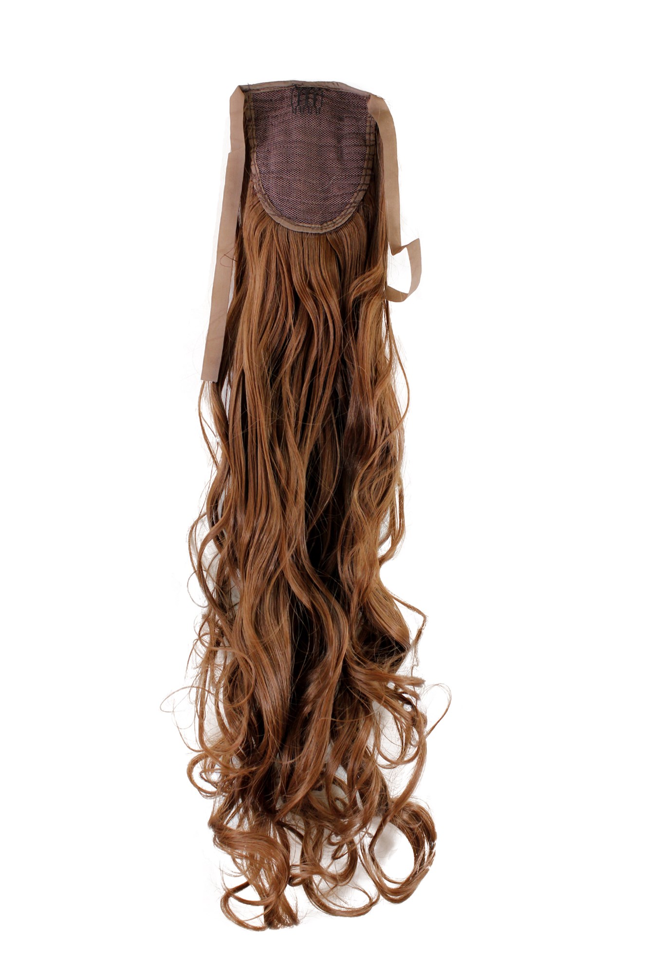 Ponytail Hairpiece comb ribbon wrap-around extension long wavy brown YZF-1094HT, view 2, WIG ME UP: Your Perücken Online Shop Ponytails, medium brown, wavy, long