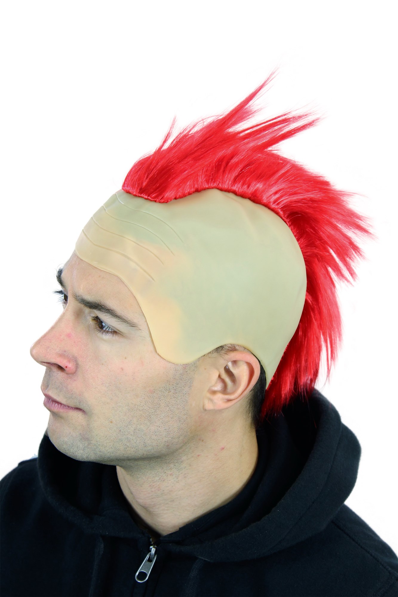 Party Halloween wig men woimen red Mohawk on bald head Punk Anarchy 4201, front view, WIG ME UP: Your Perücken Online Shop Party Wig, Unisex, Red, straight, short