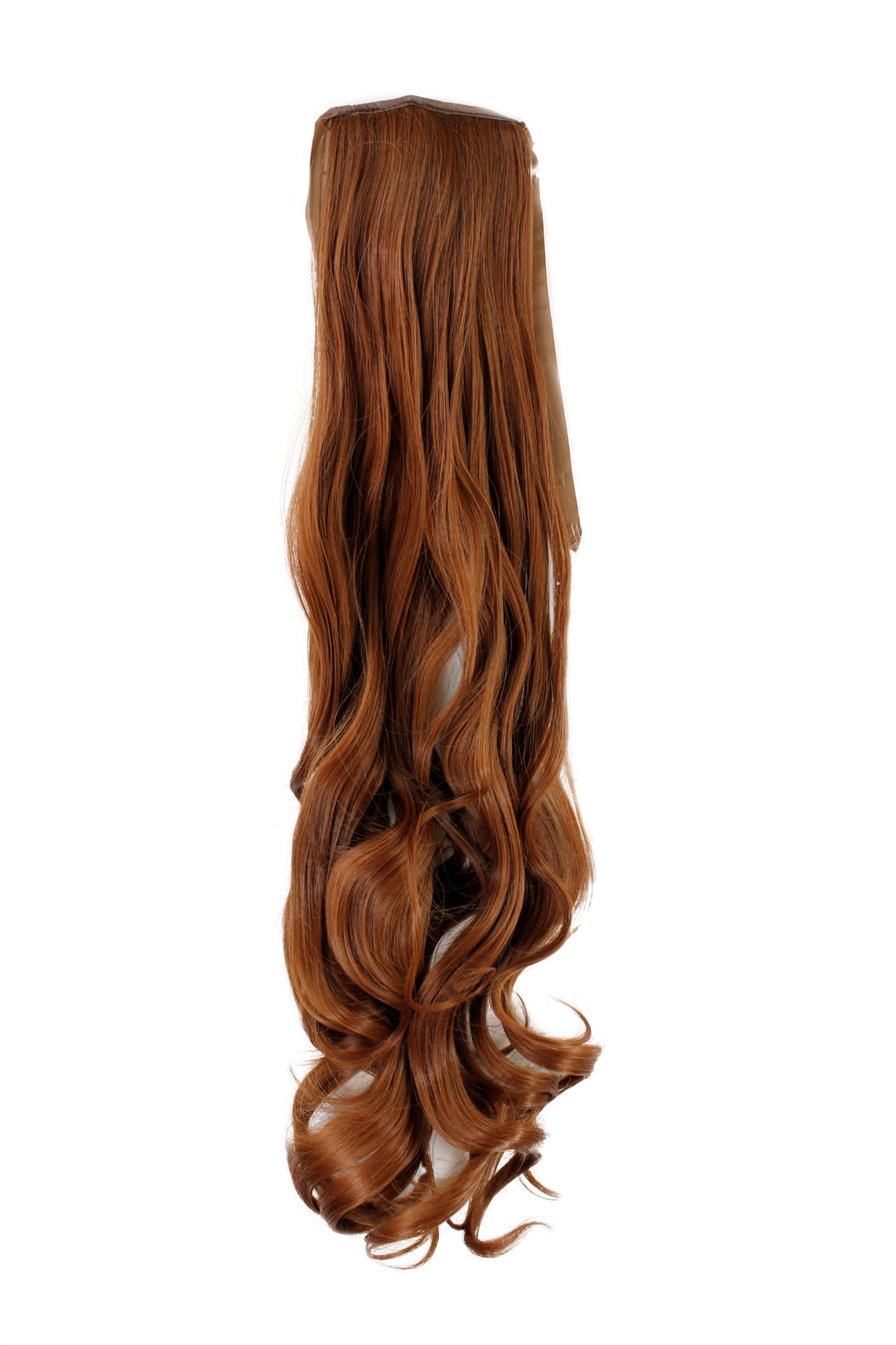 hochwertiger Zopf Haarteil mit Klammer und Band Rot-Braun wellig 63 cm YZF-1094HT-30, Vorderansicht, WIG ME UP: Ihr Perücken Online Shop welliges Zopf-Haarteil Rotbraun 63 cm lang