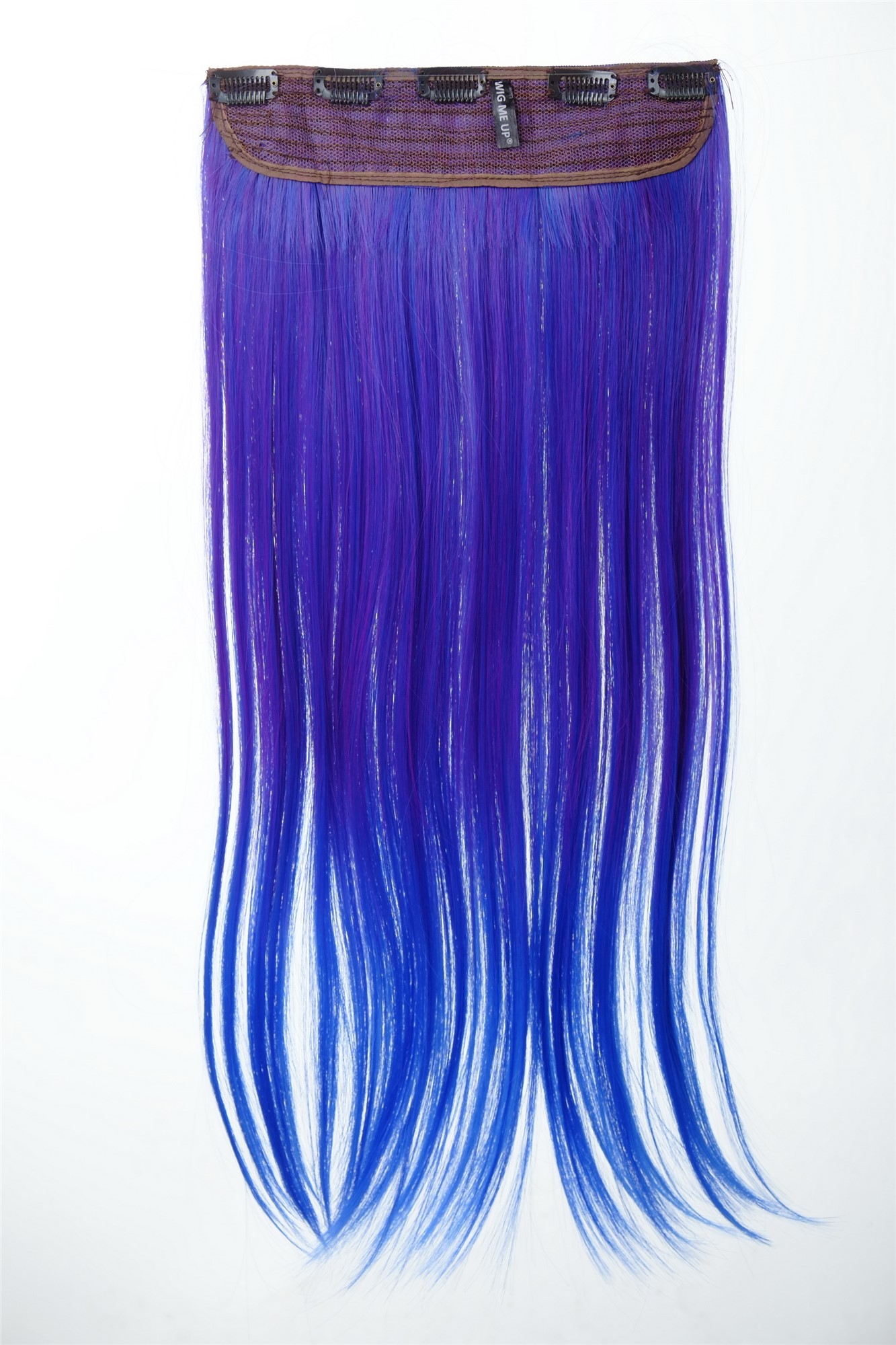 glatte Halbperücke Blauviolett-Neonblau-Mix 60 cm lang