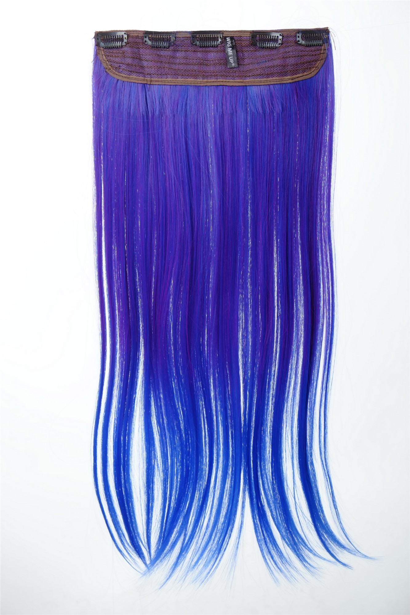 5 Clips Clip-In Extension Ombre Blauviolett-Neonblau-Mix YZF-3179P-T2420TTF2517, Ansicht 2, WIG ME UP: Ihr Perücken Online Shop glatte Halbperücke Blauviolett-Neonblau-Mix 60 cm lang