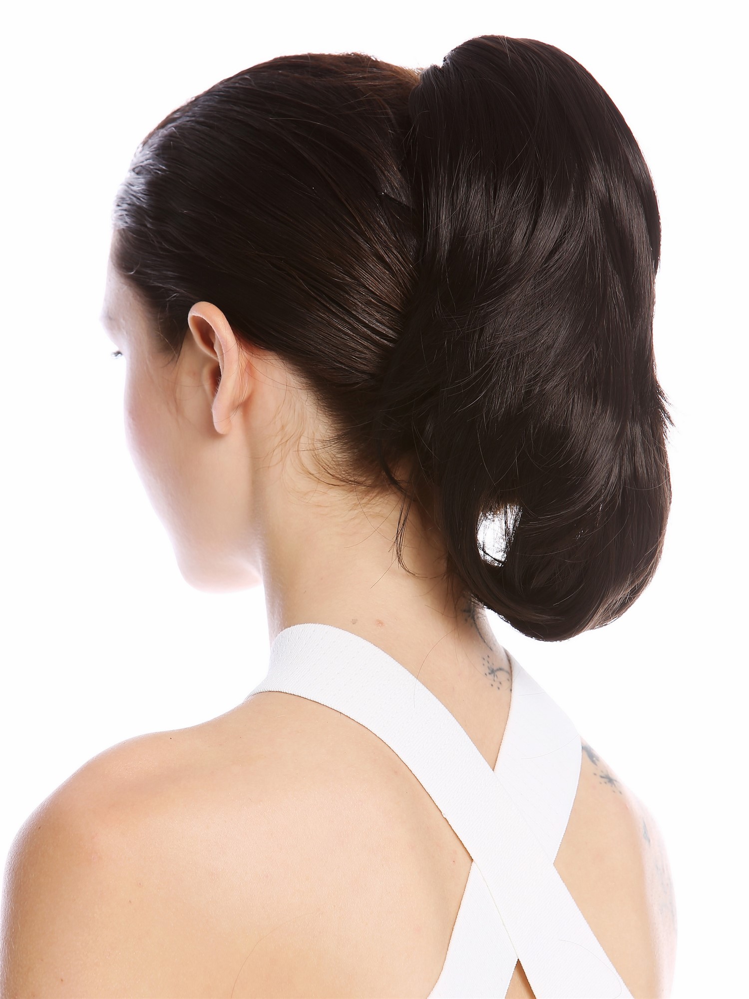 Ponytail Combs Clamp short straight slighty wavy voluminous dark brown MKB-29, view 2, WIG ME UP: Your Perücken Online Shop Ponytails, dark brown, wavy, short