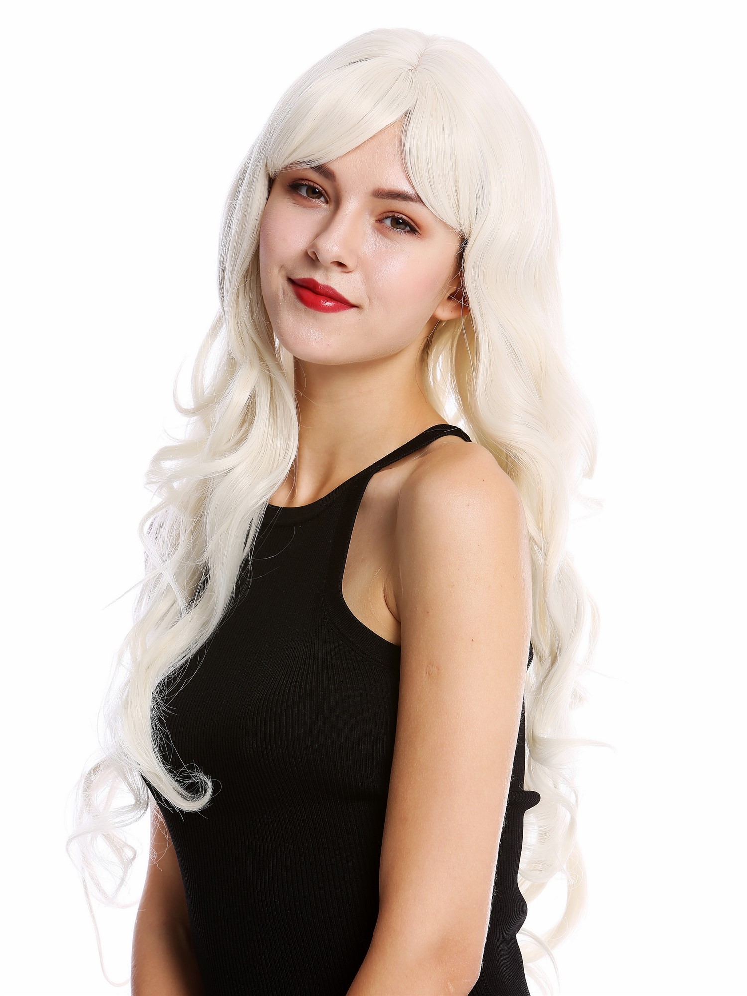 Lady wig women very long fringe bangs curls curled white blond platinum GFW501, view 3, WIG ME UP: Your Perücken Online Shop Quality Wigs, Ladies, pearl blonde, curled, very long