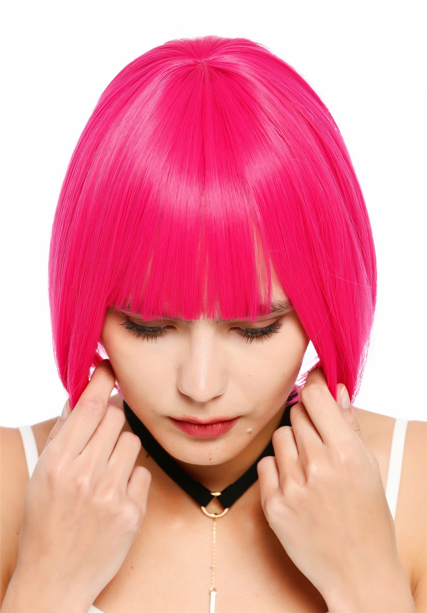 Damenperücke kurz Bob Pony glatt pink rosa SZL0751-DHT2356