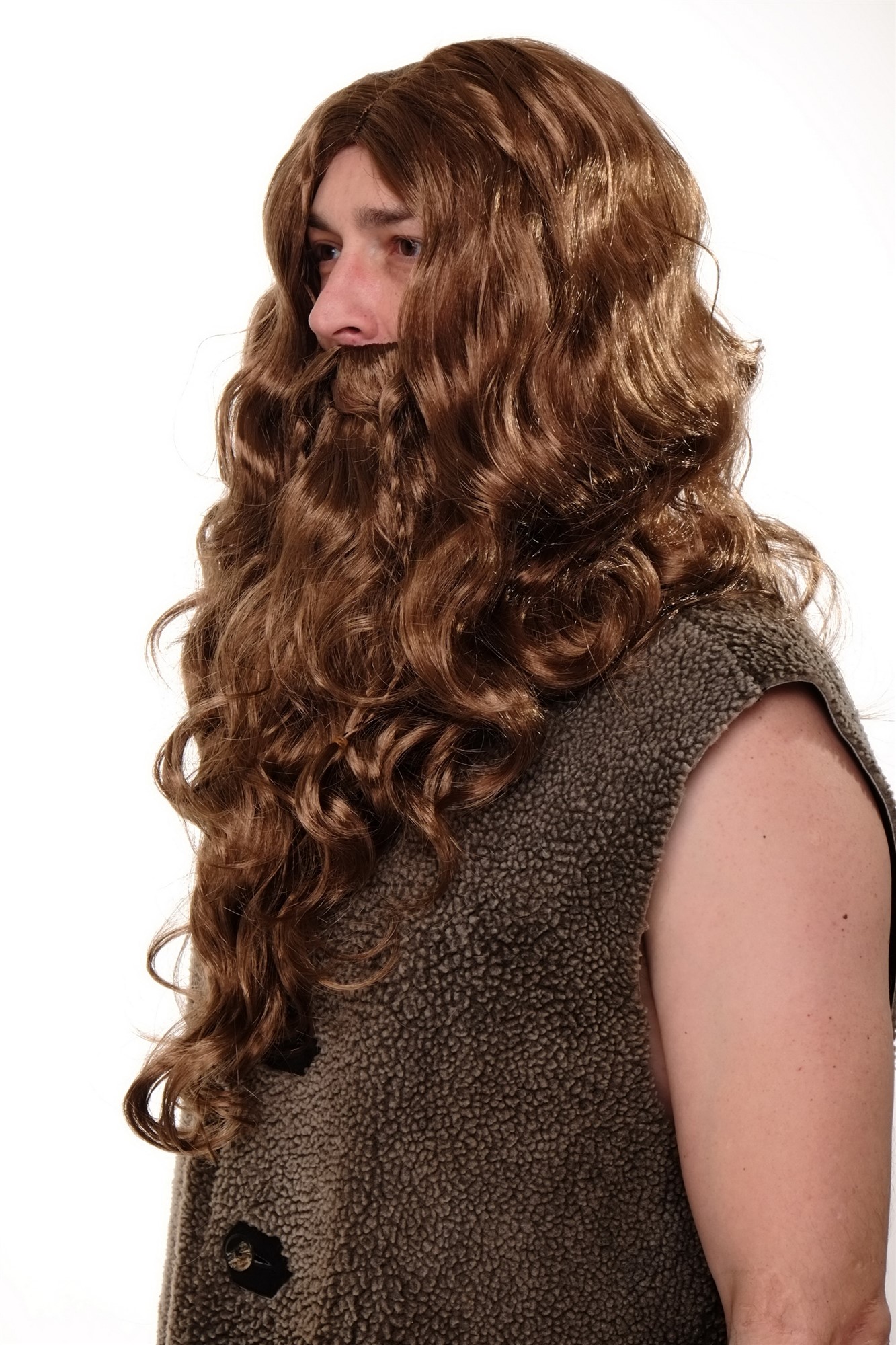 Wig & Beard Carnival Viking Chieftain Barbarian Berzerker Dwarf brown men WIG007, view 2, WIG ME UP: Your Perücken Online Shop Party Wig, Men, Brown, Braided, long