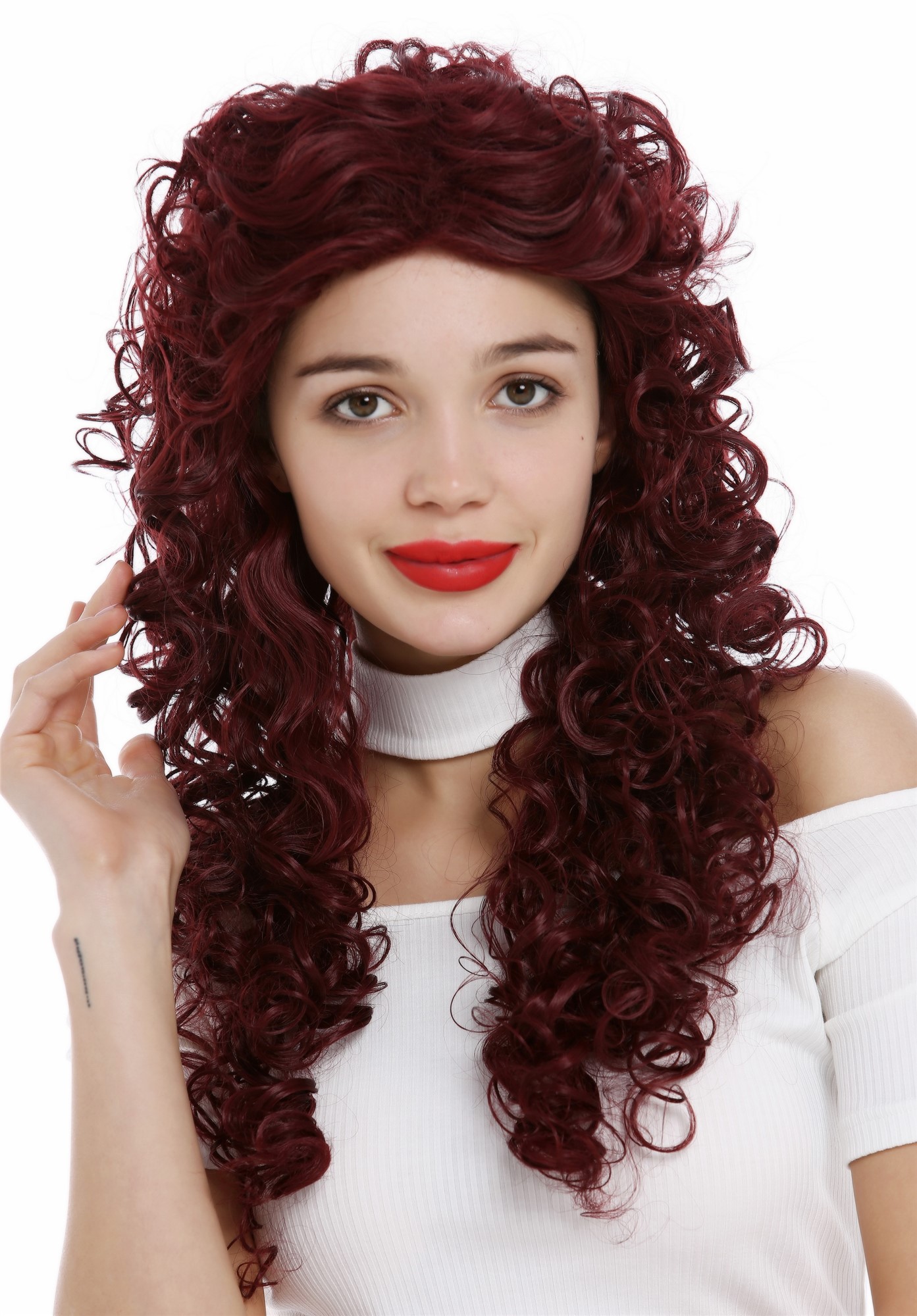 Lady women wig very long curled curly curls voluminous garnet red 9229, view 5, WIG ME UP: Your Perücken Online Shop Quality Wigs, Ladies, garnet red, curled, long