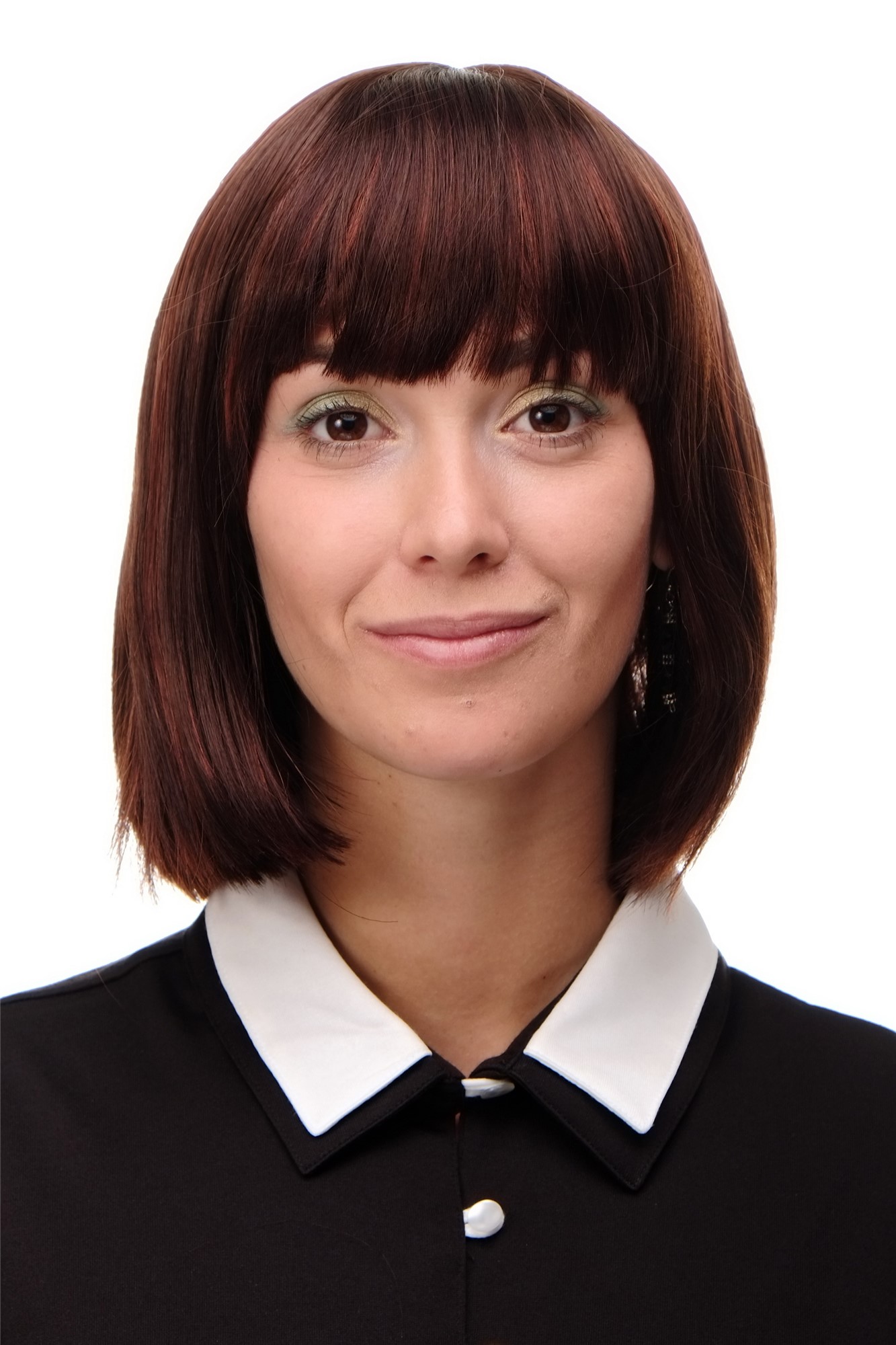 hochwertige Qualitätsperücken, Perücke Damen Bobfrisur Long Bob Pony glatt Braun-Rot-Mix 7803-33A/130, Vorderansicht, WIG ME UP: Ihr Perücken Online Shop glatte Tressen-Perücke mit Kopfhaut-Imitat Braun-Rot-Mix kurze Haare für Damen