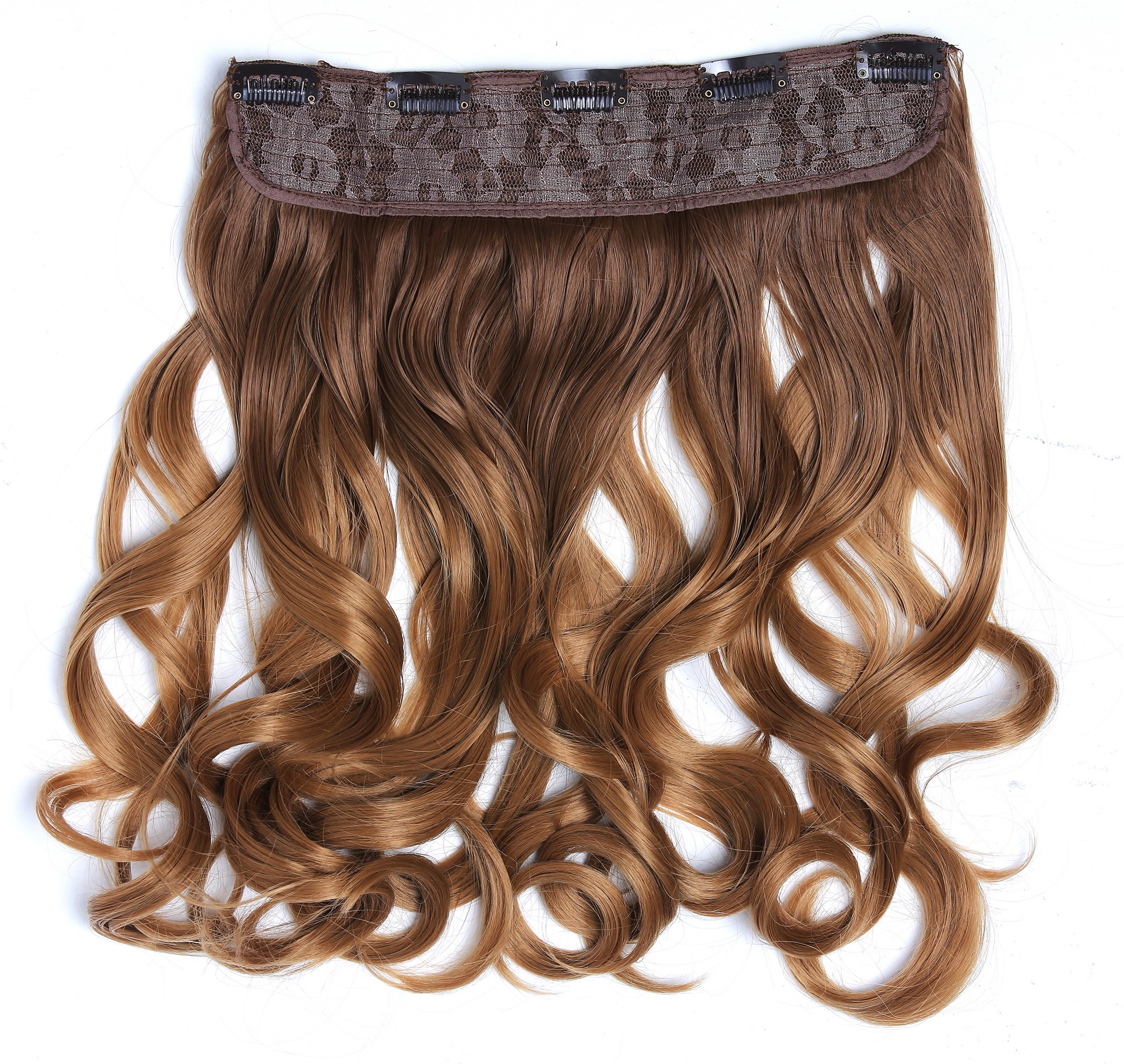 Clip-in Haarverlängerung Hinterkopf breit lockig Ombre Dunkelblond Honigblond CMT-863-053TT26, Ansicht 2, WIG ME UP: Ihr Perücken Online Shop lockige Halbperücke Blond-Mix 40 cm lang