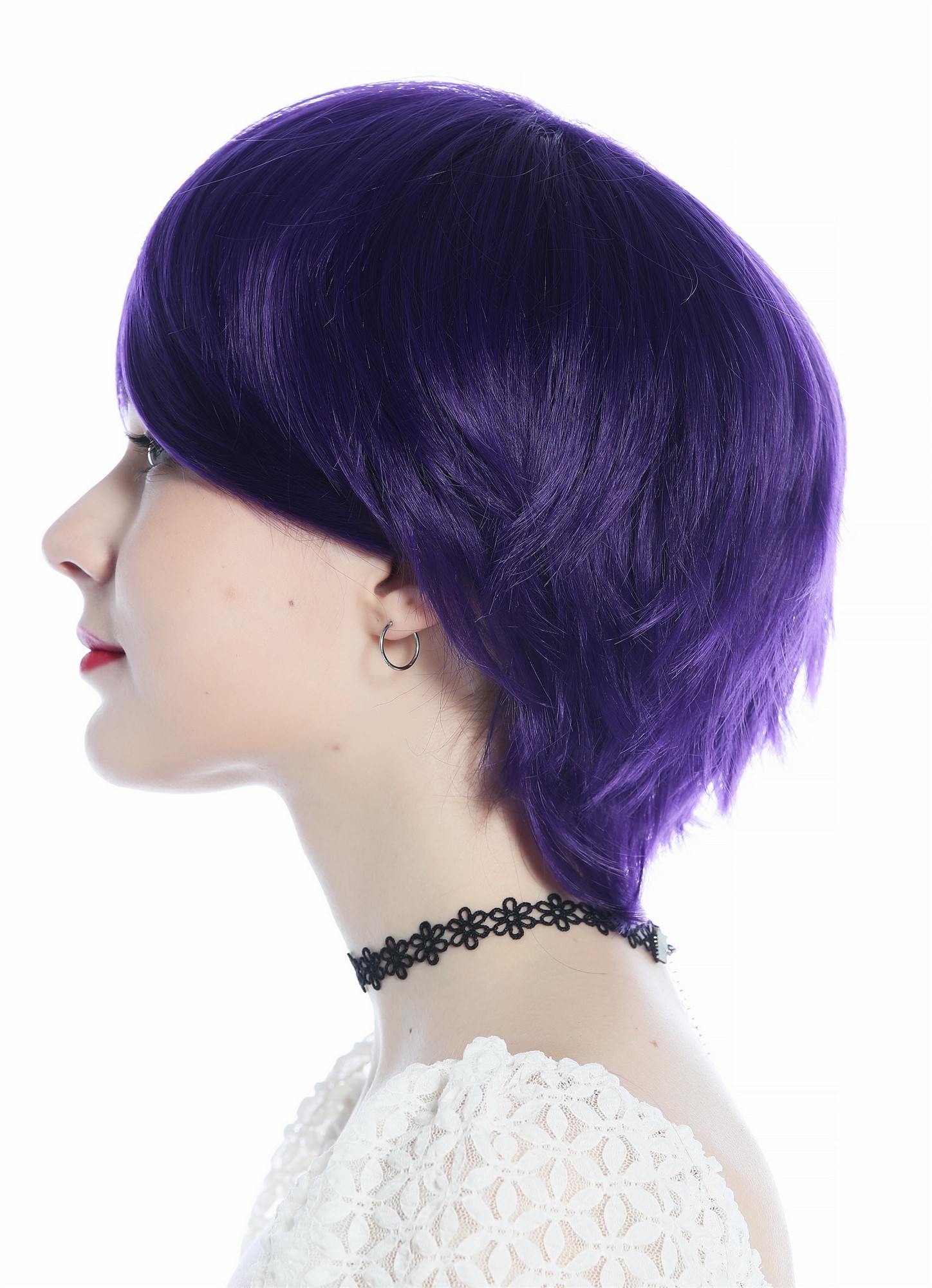 hochwertige Qualitätsperücken, Perücke kurz glatt Scheitel dunkel Violett Lila Mix Cosplay SZL0855-FP20/3737, Ansicht 3, WIG ME UP: Ihr Perücken Online Shop glatte Tressen-Perücke Dunkellila kurze Haare für Damen