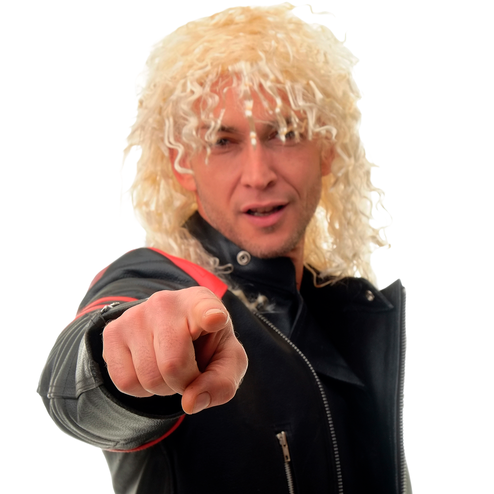 Kategorie Bild für Vokuhila Perücken Hellblonde Vokuhila Perücke mit vielen kleinen Löckchen