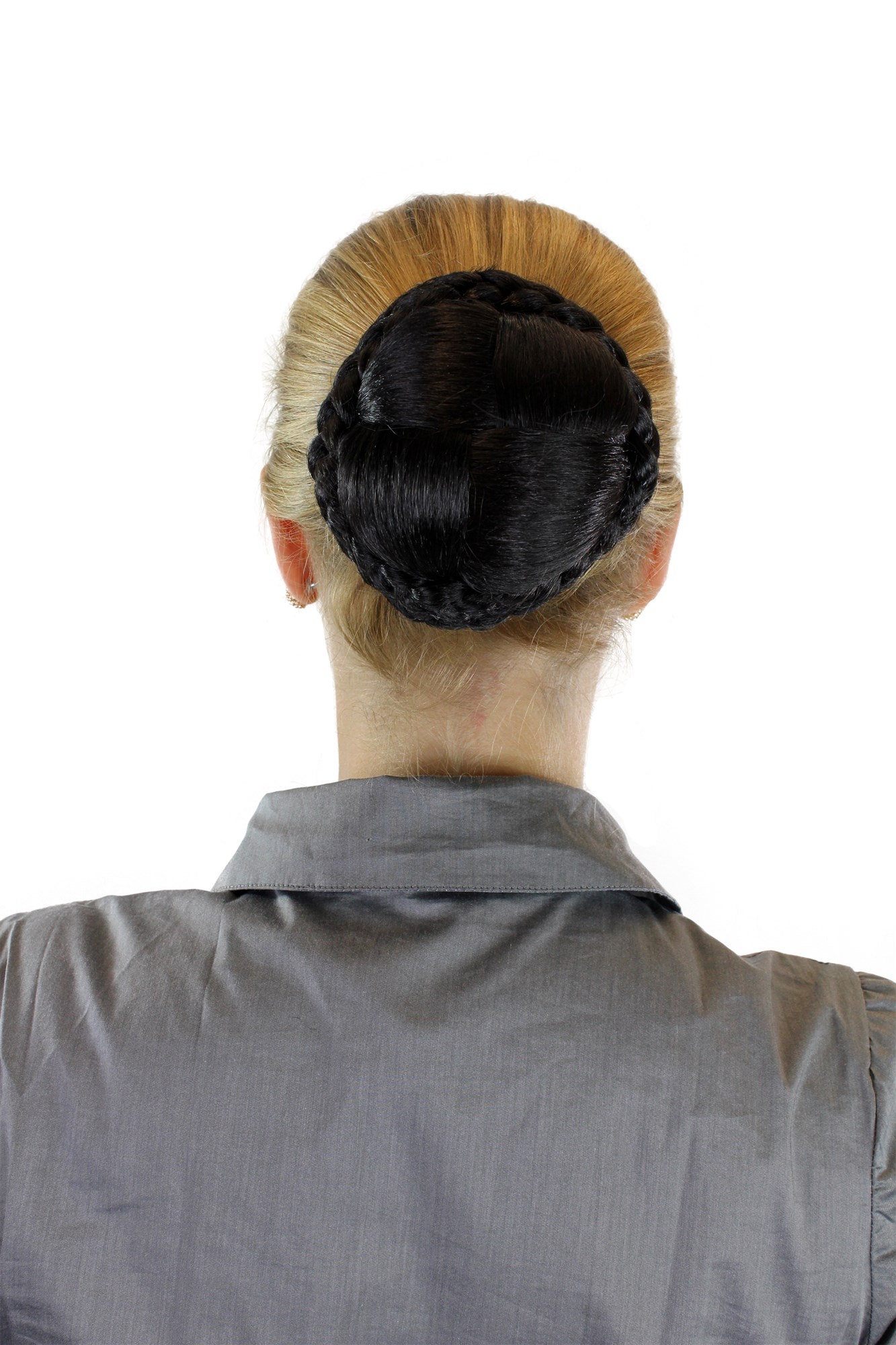 Haarteil Haarknoten Dutt geflochten Schwarz N796-2, Ansicht 2, WIG ME UP: Ihr Perücken Online Shop geflochtener Dutt Haarteil Schwarzbraun