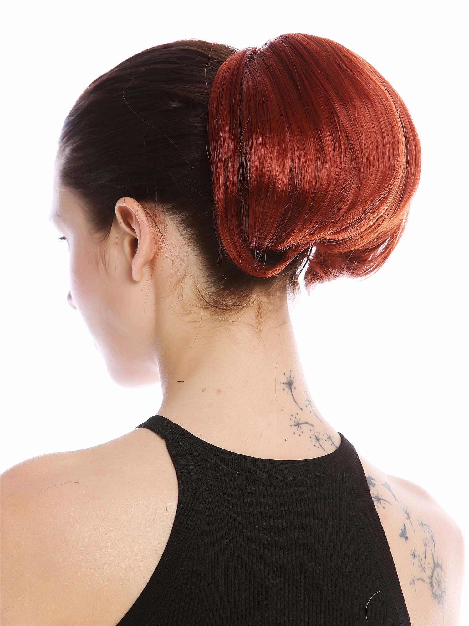 Ponytail Hairpiece short straight voluminous like hair bun dark copper red 909AB, view 3, WIG ME UP: Your Perücken Online Shop Ponytails, copper, curled, short