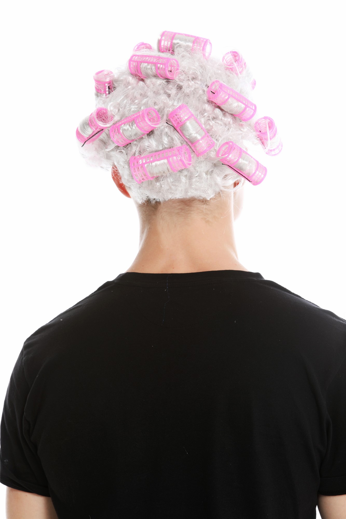 Women's party wig housewife hair rollers grey white grey light grey trashy 4204, view 8, WIG ME UP: Your Perücken Online Shop Party Wig, Ladies, light gray, curled, short