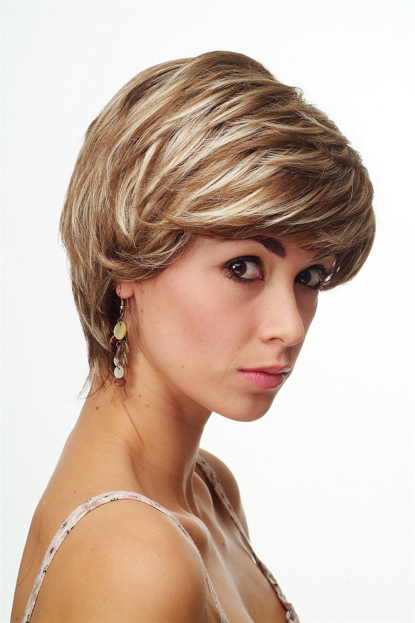CH-1309-L12-26 Lady  Wig short, sexy and naugthy streaked straight with parting brown blond mix, view 2, WIG ME UP: Your Perücken Online Shop Quality Wigs, Ladies, golden brown-light blonde mix, straight, short
