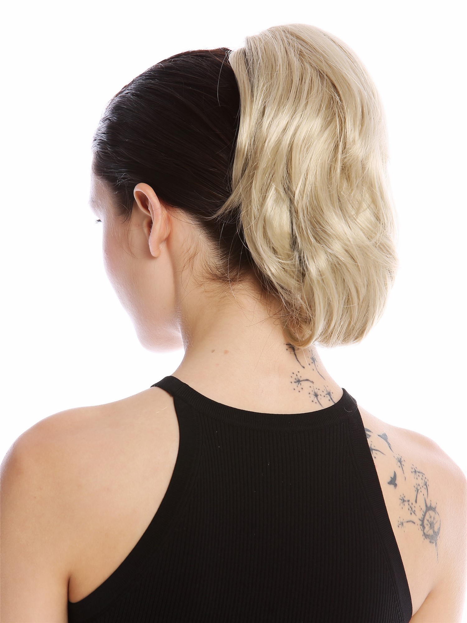 Ponytail Combs & Clamp short slighty wavy voluminous champagne blonde MKB-29, view 2, WIG ME UP: Your Perücken Online Shop Ponytails, ash blonde, curled, short