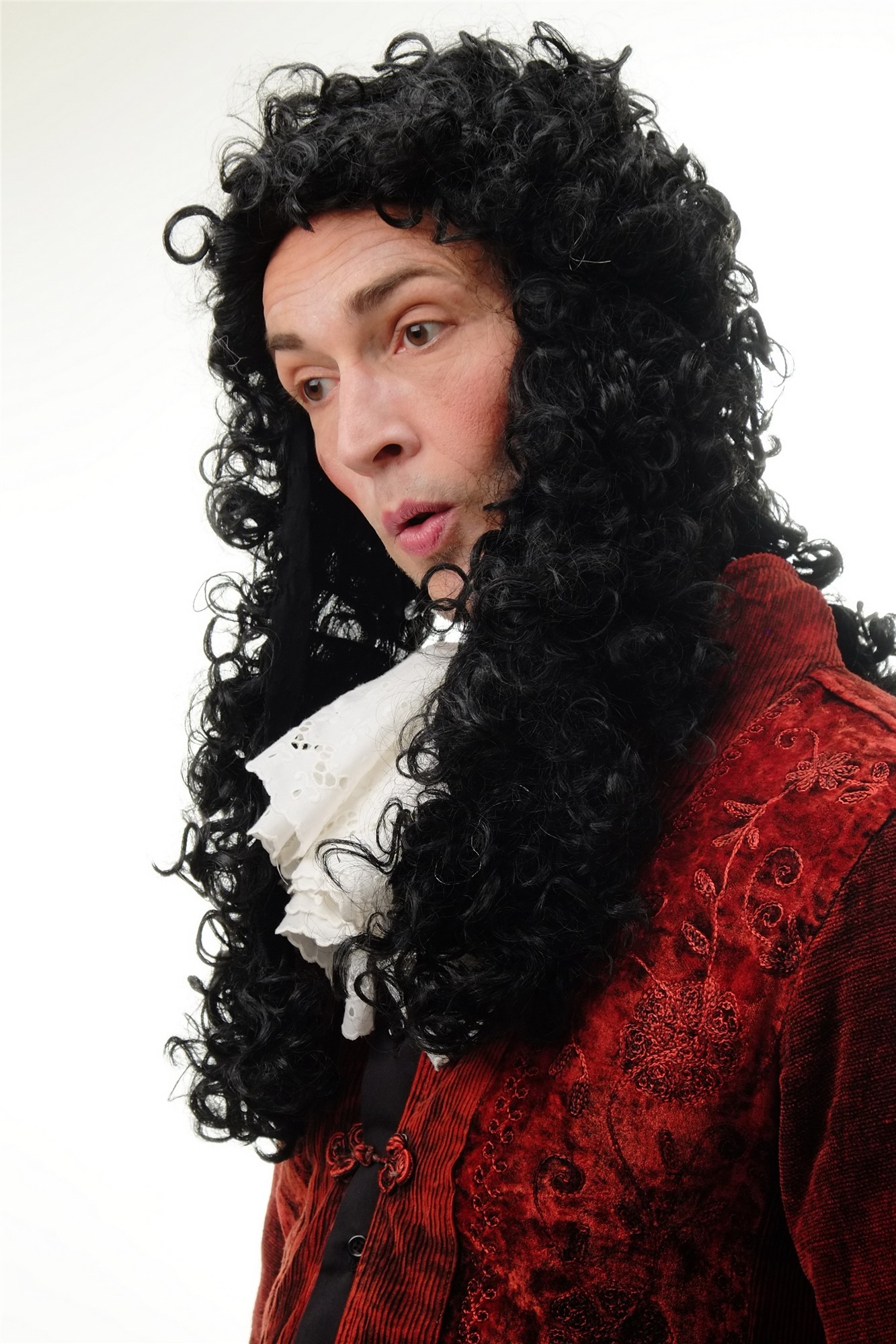 günstige Party Perücke, Perücke Barock Adliger Schwarz Lang 91175-ZA103, Ansicht 2, WIG ME UP: Ihr Perücken Online Shop lockige Party Perücke Schwarz lange Haare für Herren