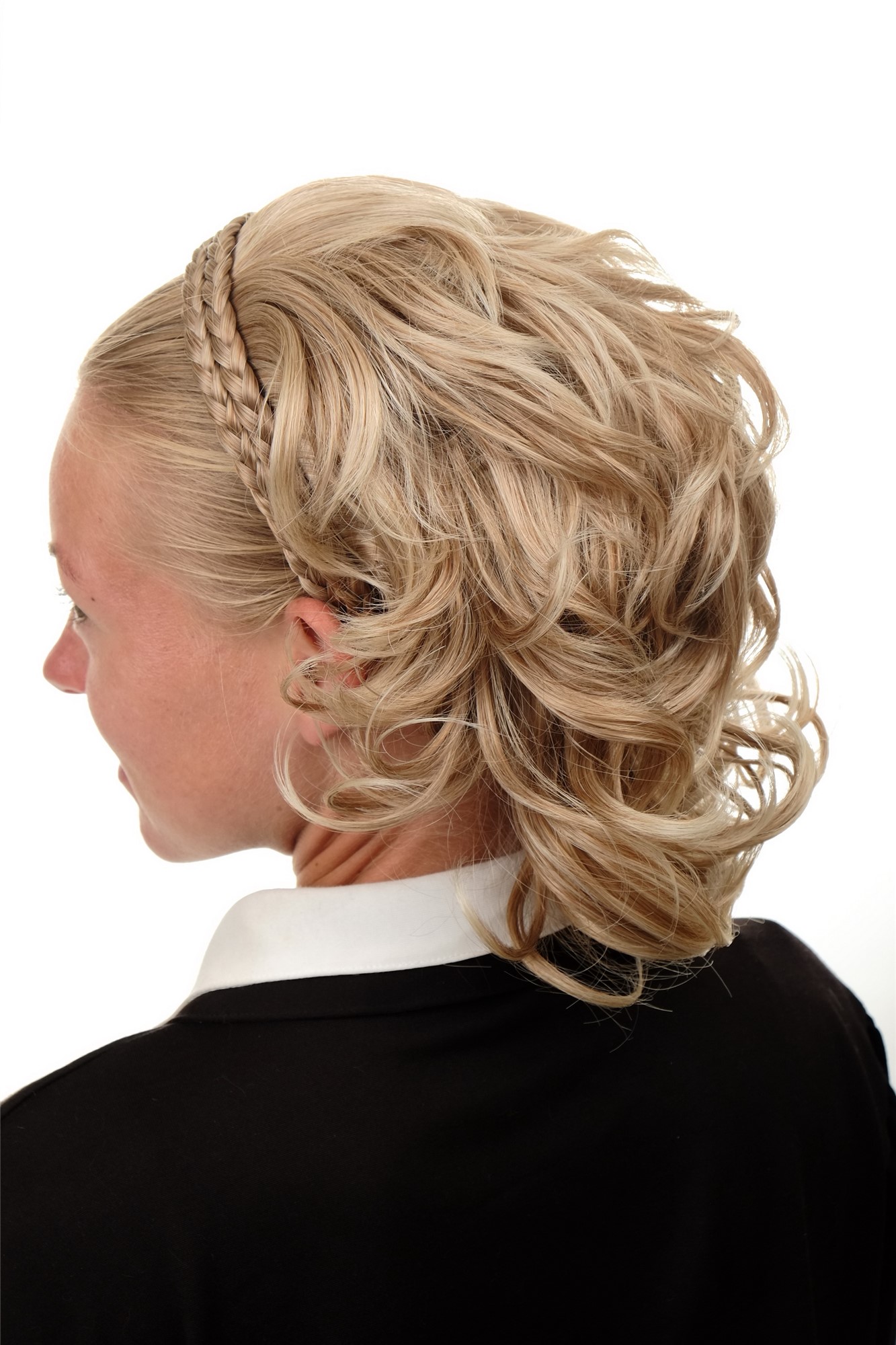 Halfwig Hairpiece braided hair circlet medium length wavy curled blond mix 90605, view 5, WIG ME UP: Your Perücken Online Shop Hair Circlets, blond mix, Braided, short