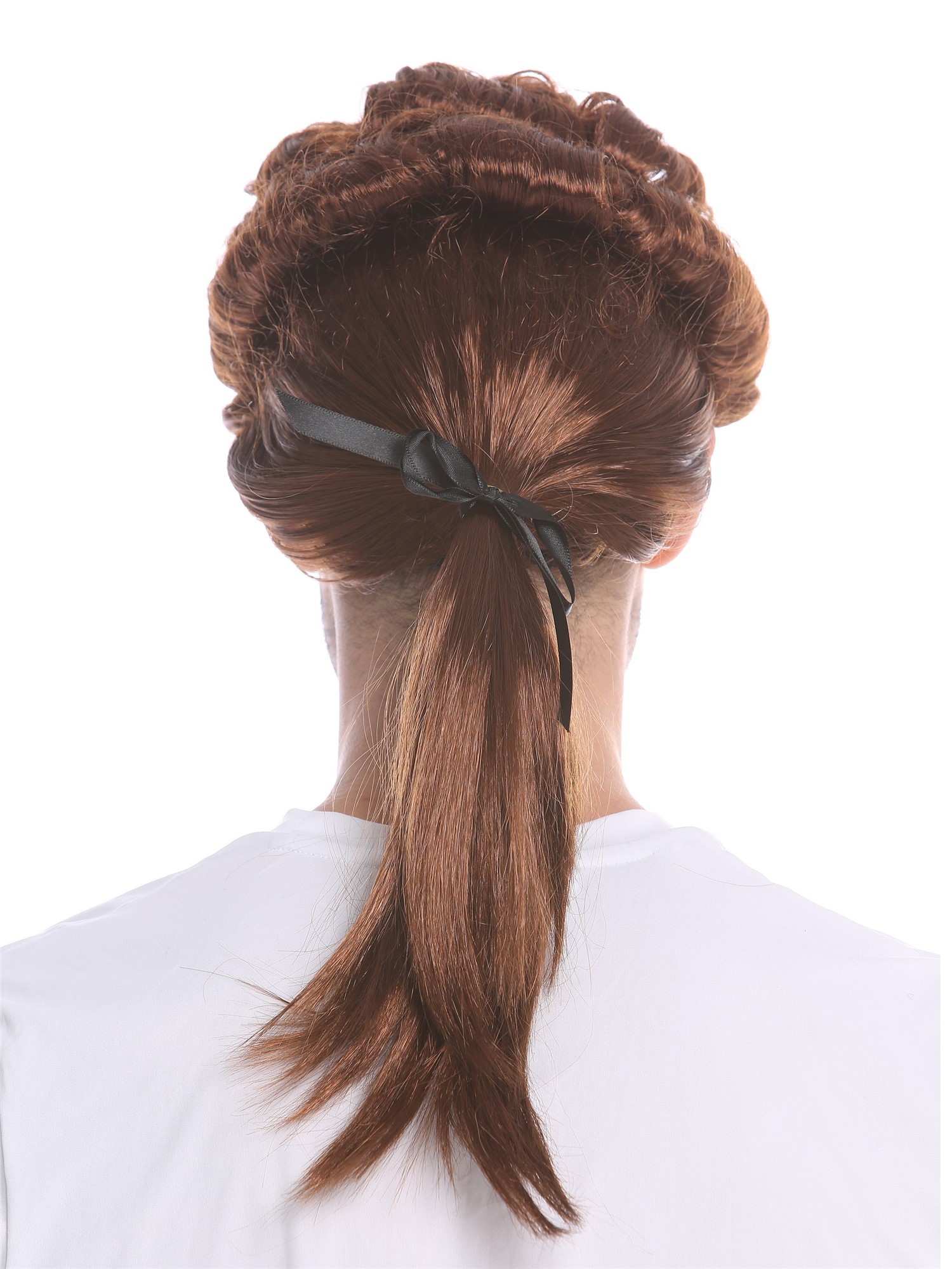 günstige Party Perücke, Barocke Herren Perücke Edelmann Dichter Zopf Mahagoni DH1126-P33, Ansicht 5, WIG ME UP: Ihr Perücken Online Shop lockige Party Perücke Braun schulterlange Haare für Herren